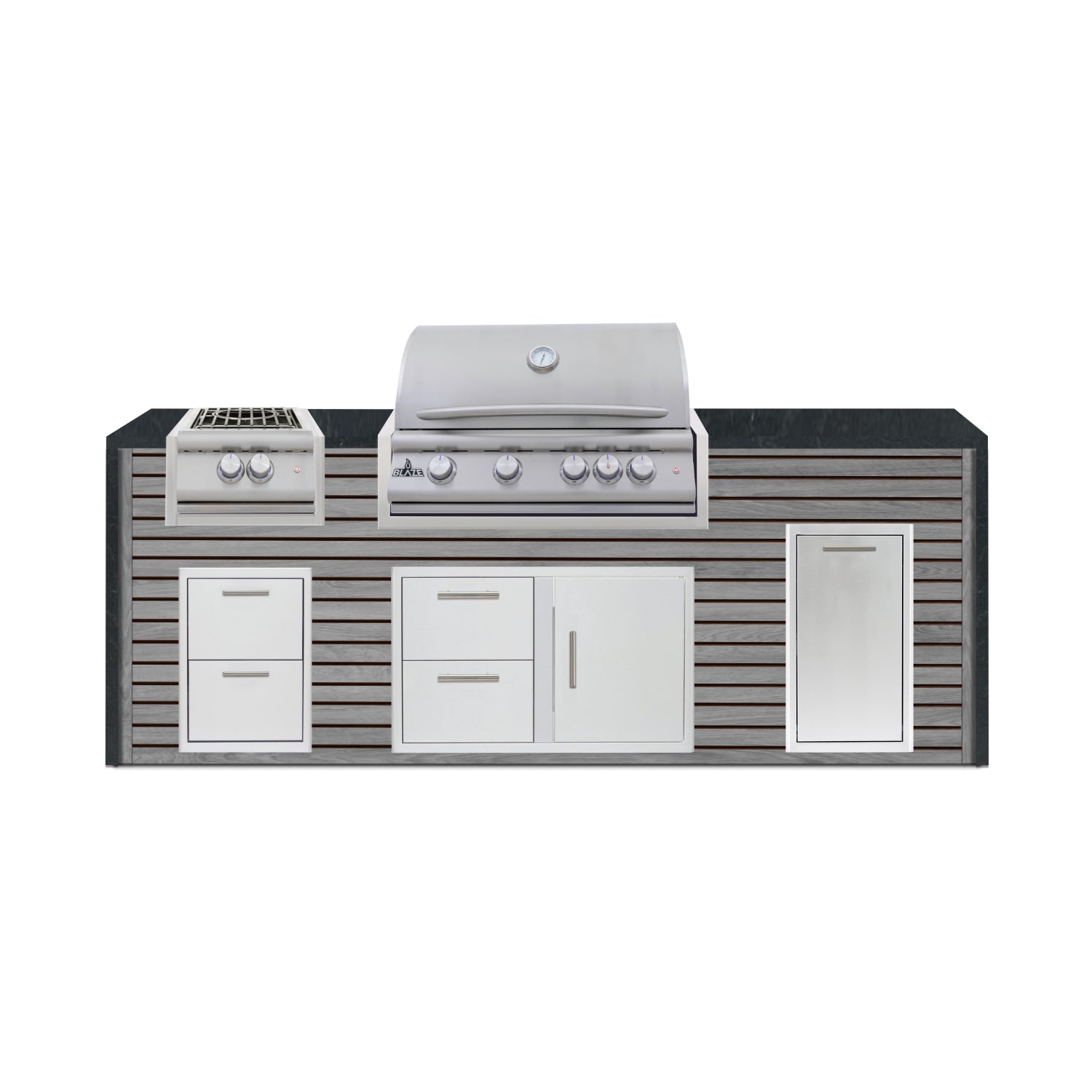 Blaze 96" Luxury Waterfall Finished Outdoor Kitchen PKG 10-AP-BLZ-10C+WF-AP