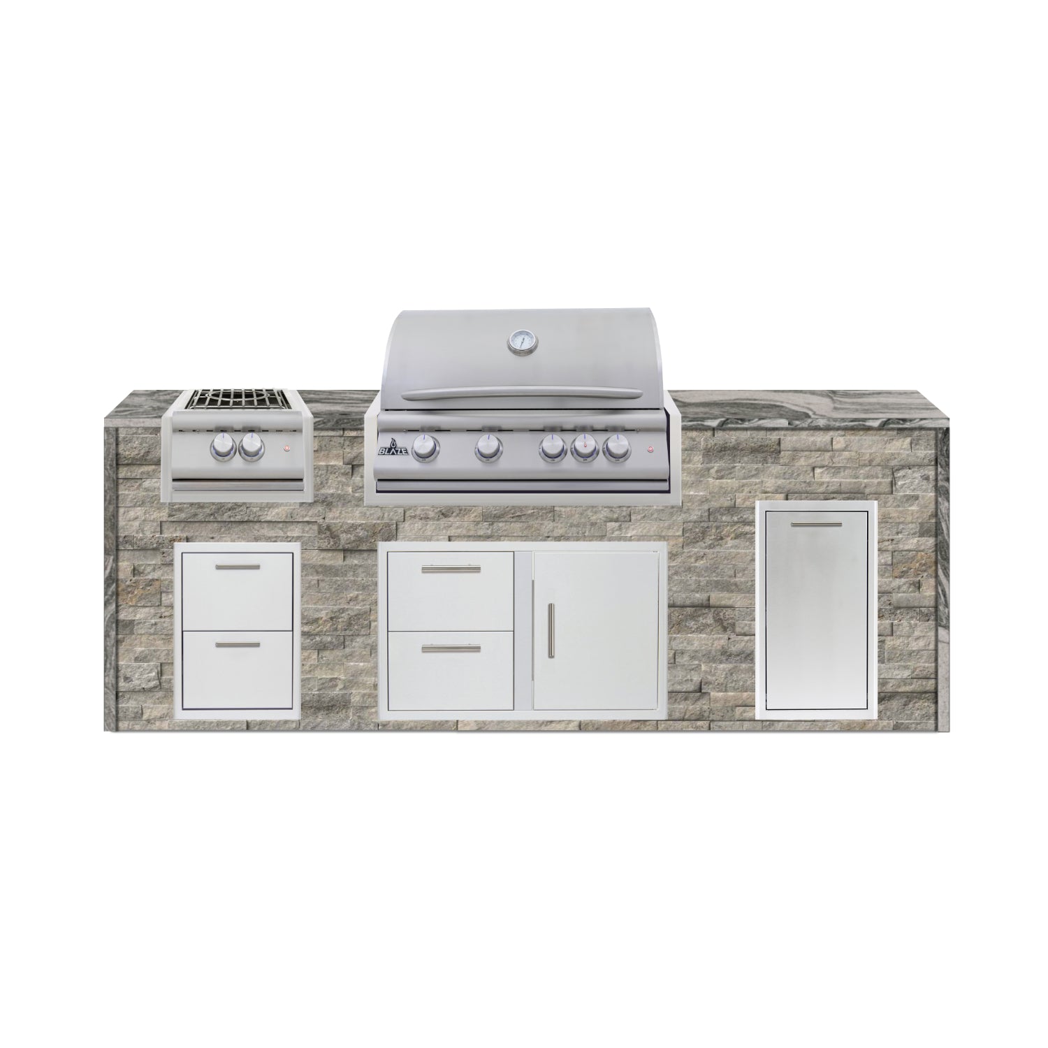 Blaze 96" Luxury Waterfall Finished Outdoor Kitchen PKG 10-ST-BLZ-10C+WF-ST