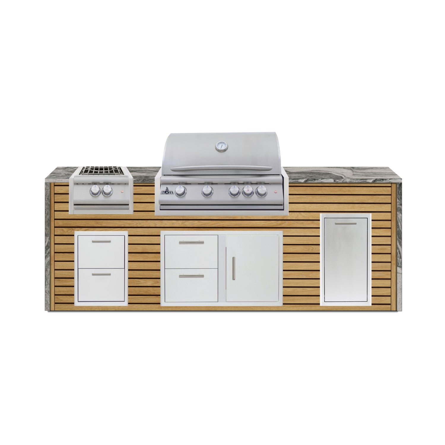 Blaze 96" Luxury Waterfall Finished Outdoor Kitchen PKG 10-AP-BLZ-10C+WF-AP