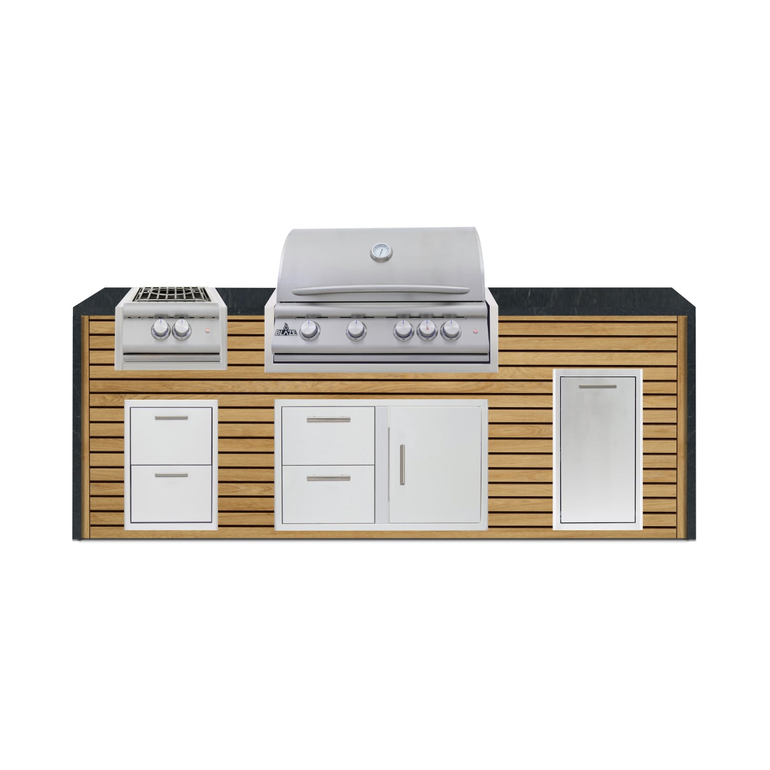 Blaze 96" Luxury Waterfall Finished Outdoor Kitchen PKG 10-AP-BLZ-10C+WF-AP