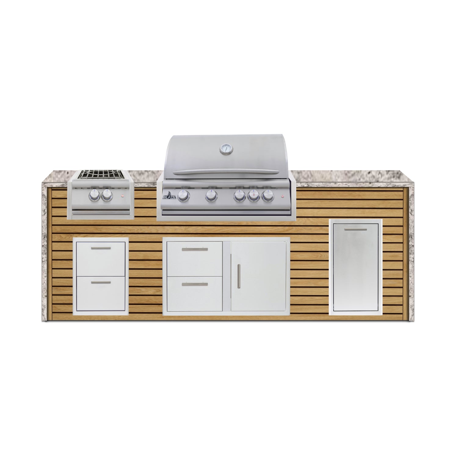 Blaze 96" Luxury Waterfall Finished Outdoor Kitchen PKG 10-AP-BLZ-10C+WF-AP