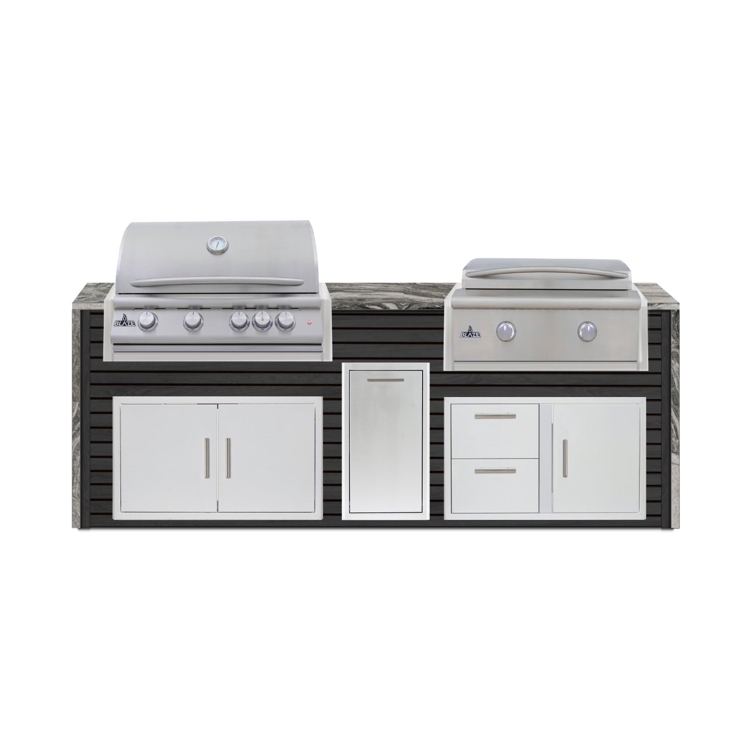 Blaze 72" Luxury Waterfall Finished Outdoor Kitchen PKG 4-AP-BLZ-4L+WF-AP