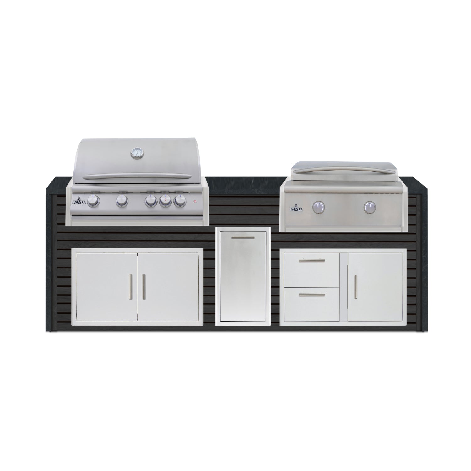 Blaze 96" Luxury Waterfall Finished Outdoor Kitchen PKG 13-AP-BLZ-13L+WF-AP