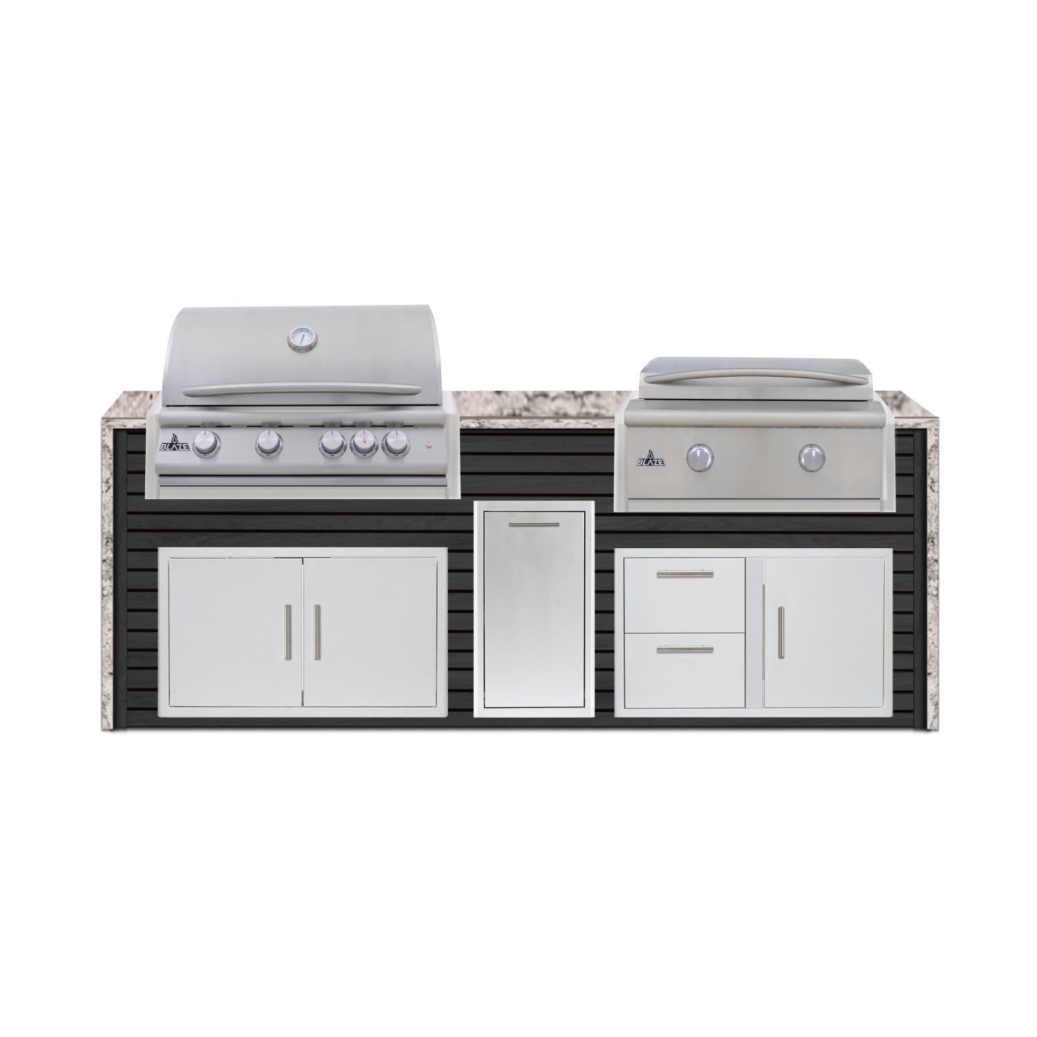 Blaze 72" Luxury Waterfall Finished Outdoor Kitchen PKG 4-AP-BLZ-4L+WF-AP