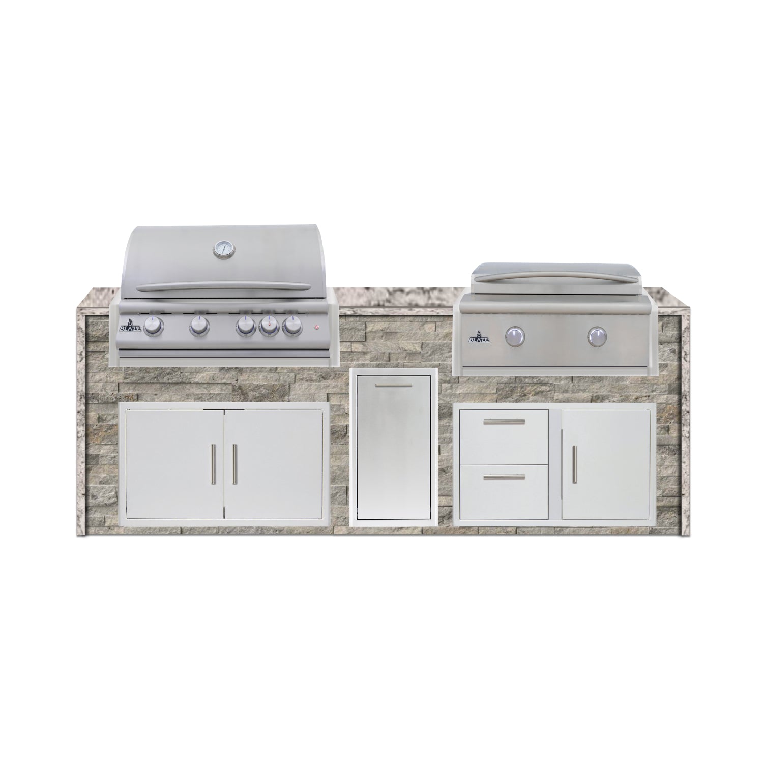 Blaze 96" Luxury Waterfall Finished Outdoor Kitchen PKG 13-ST-BLZ-13L+WF-ST