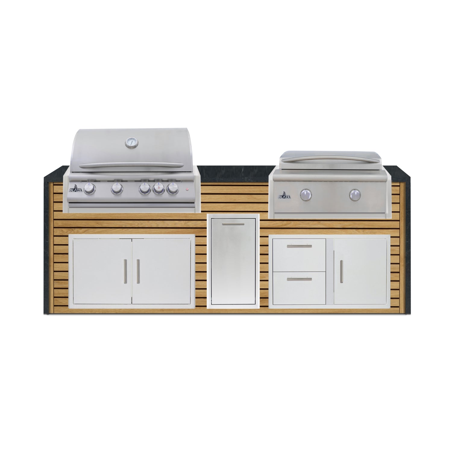 Blaze 72" Luxury Waterfall Finished Outdoor Kitchen PKG 4-AP-BLZ-4L+WF-AP