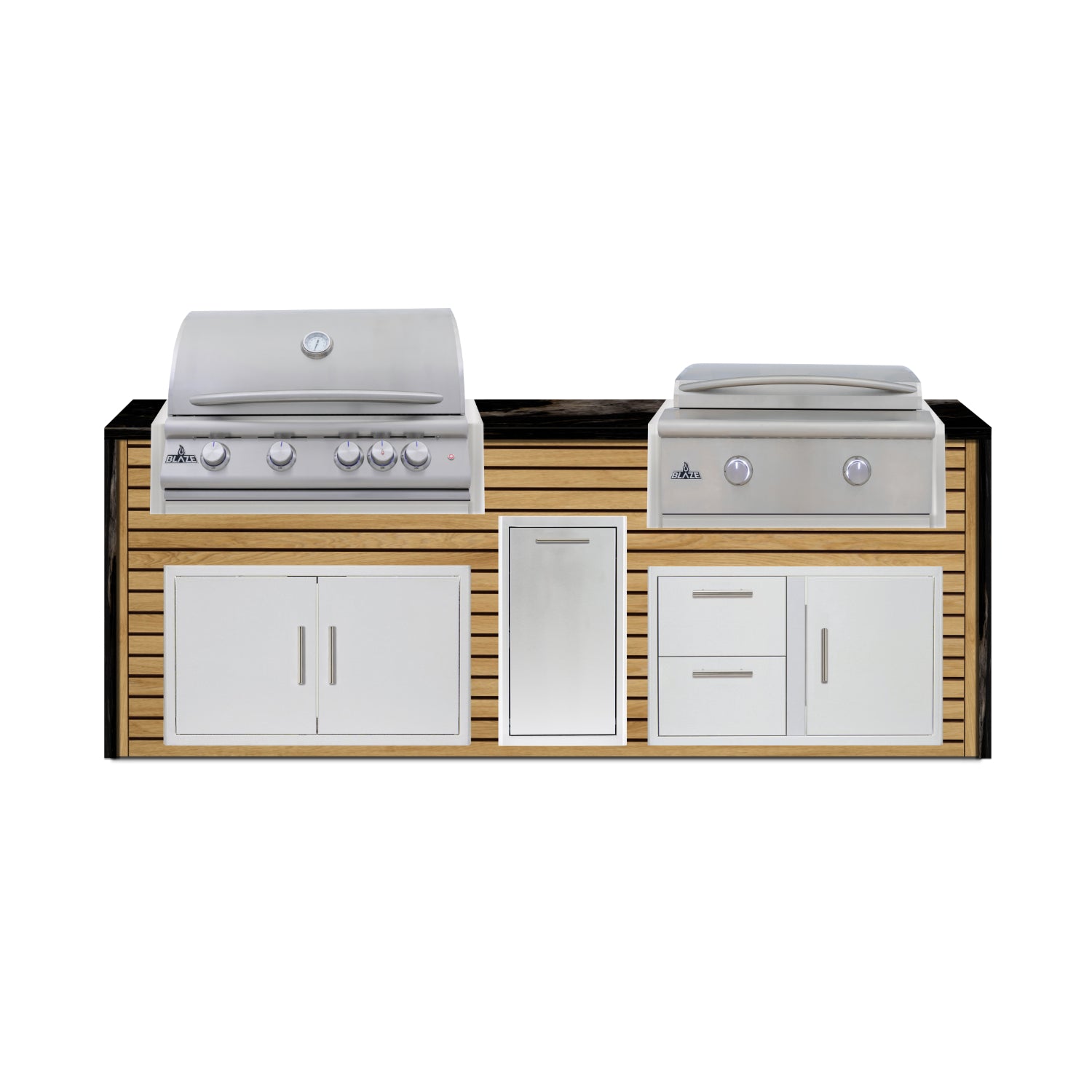 Blaze 72" Luxury Waterfall Finished Outdoor Kitchen PKG 4-AP-BLZ-4L+WF-AP