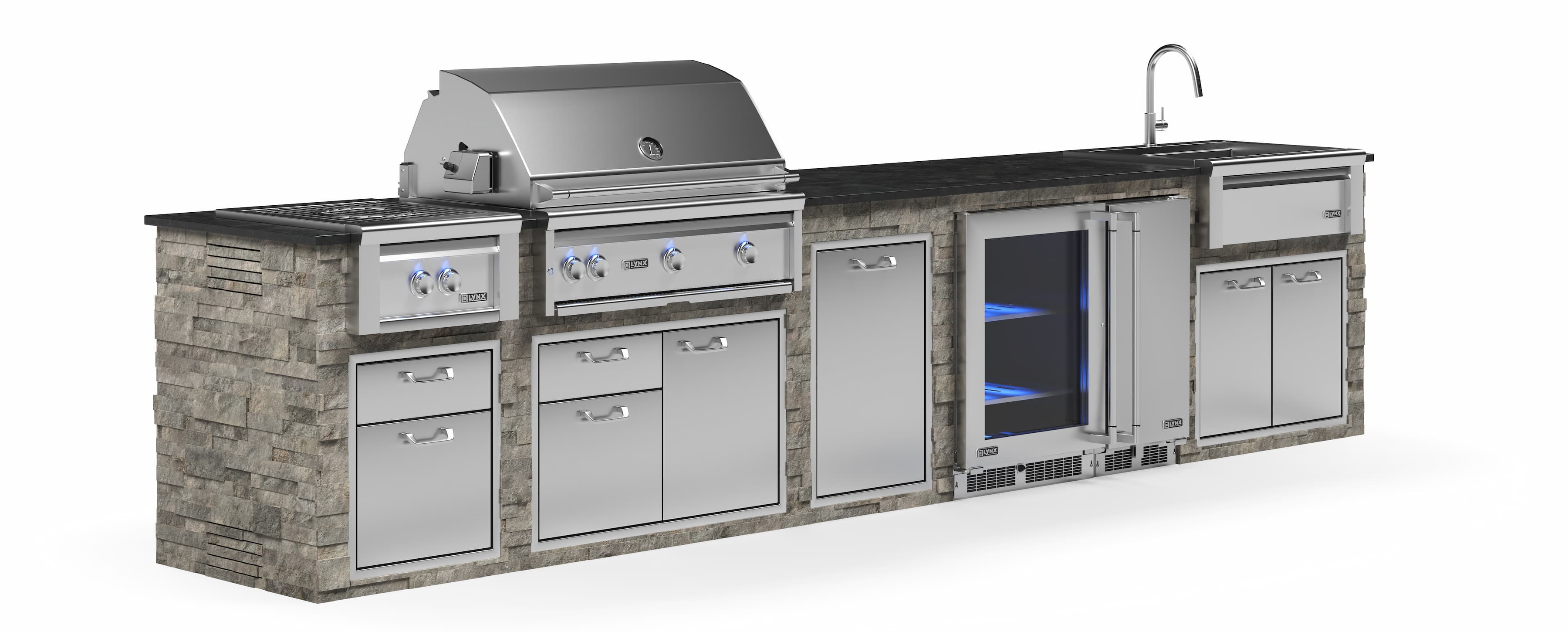 Lynx Pro Prestige Collection 168" Luxury Finished Outdoor Kitchen Package 15-LNX-15-PC