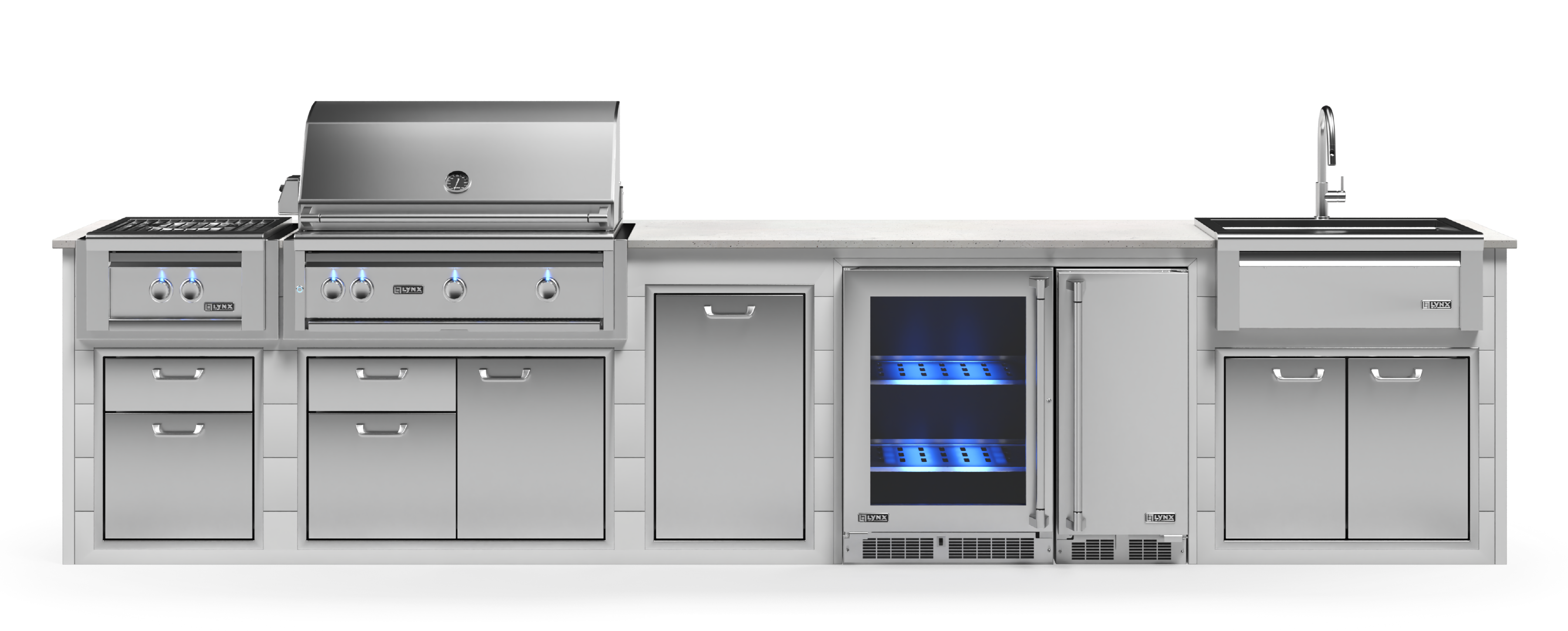Lynx Pro Prestige Collection 168" Luxury Finished Outdoor Kitchen Package 15-LNX-15-PC