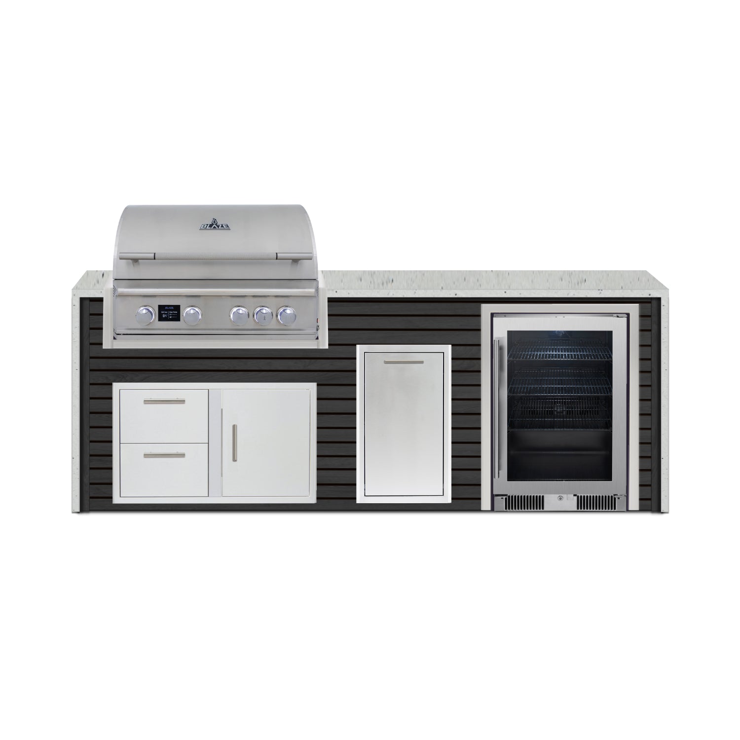 Blaze 96" Luxury Waterfall Finished Outdoor Kitchen PKG 19-AP-BLZ-19L+WF-AP