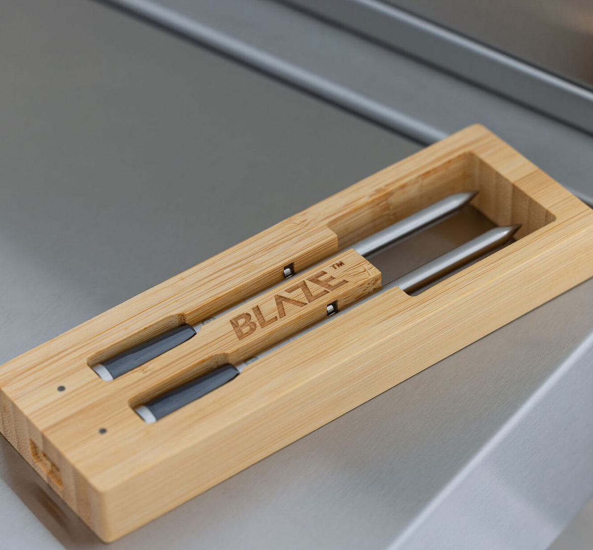 Blaze Bluetooth meat probes in their case