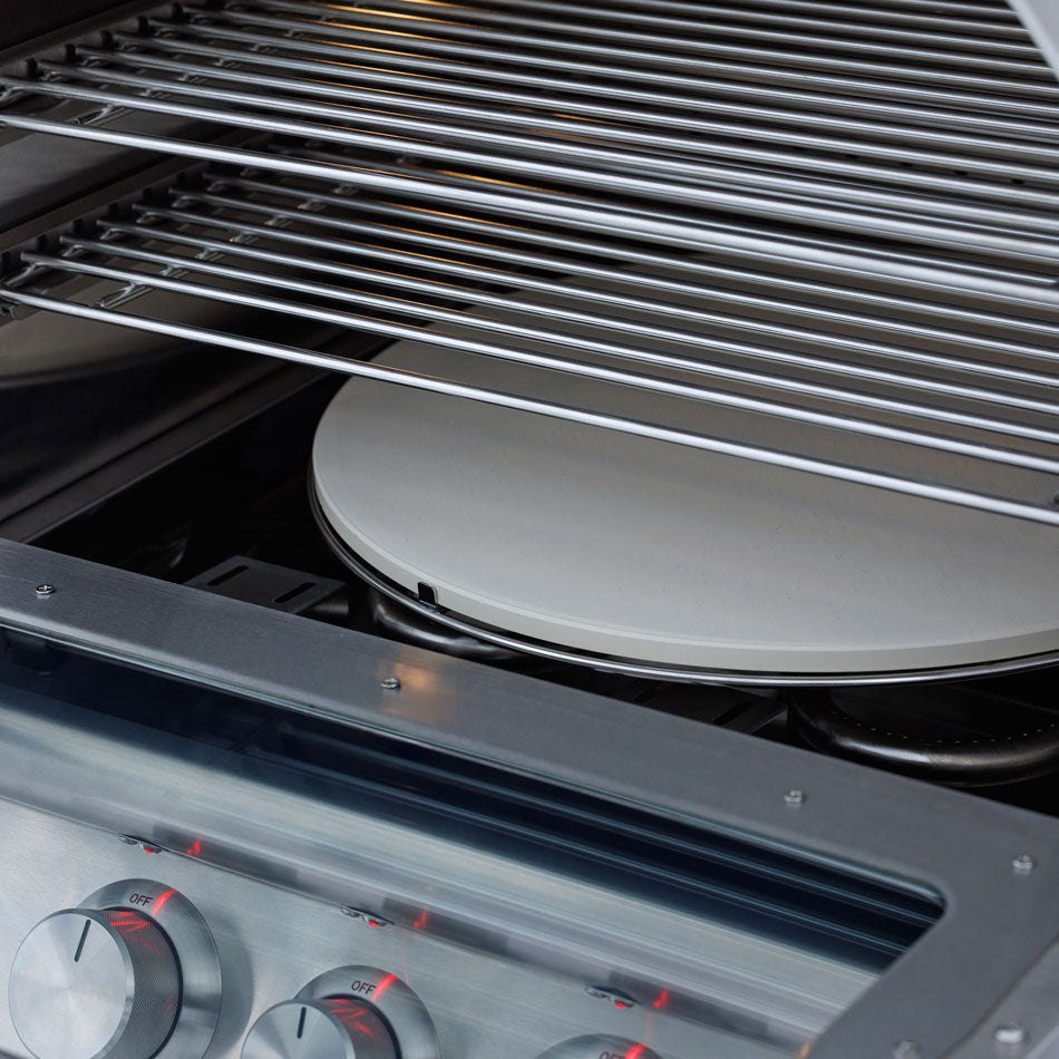 Rotating pizza stone and cooking rack inside the Blaze oven