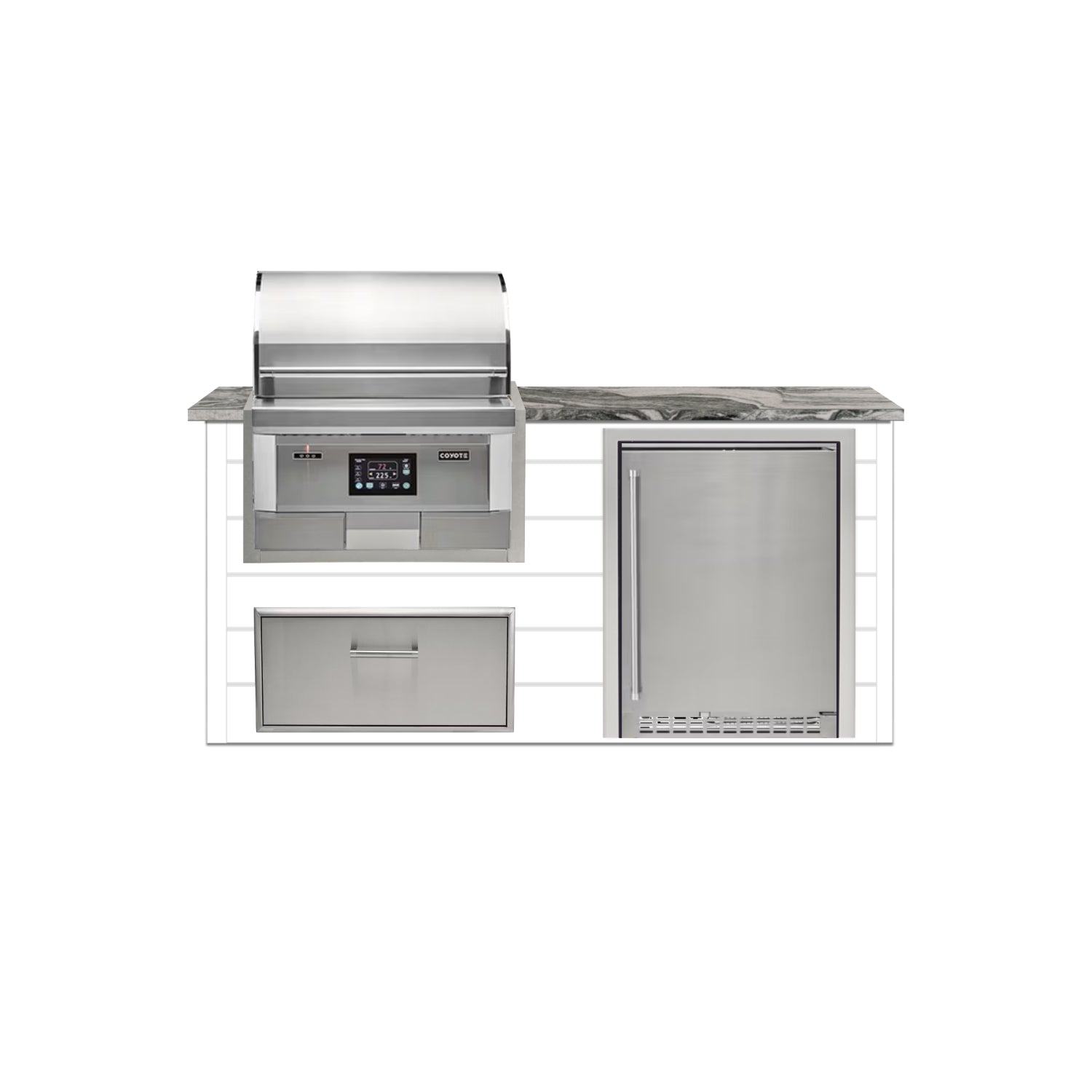 Coyote 72" Luxury Finished Outdoor Kitchen PKG 3P-CPKG3P