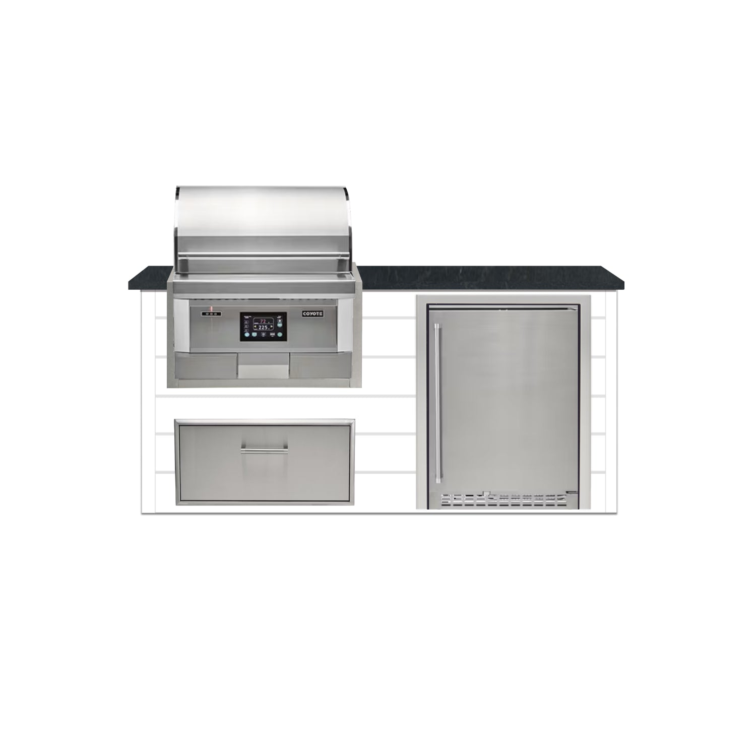 Coyote 72" Luxury Finished Outdoor Kitchen PKG 3P-CPKG3P