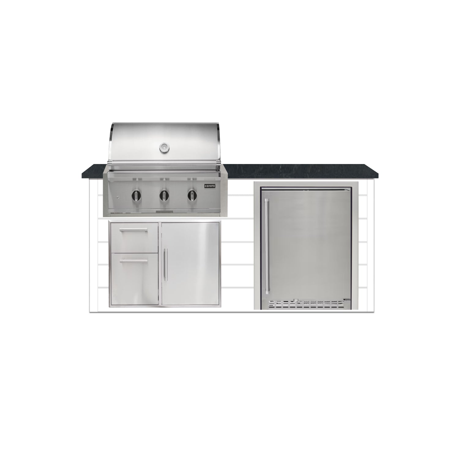 Coyote 72" Luxury Finished Outdoor Kitchen PKG 3G-CPKG3G