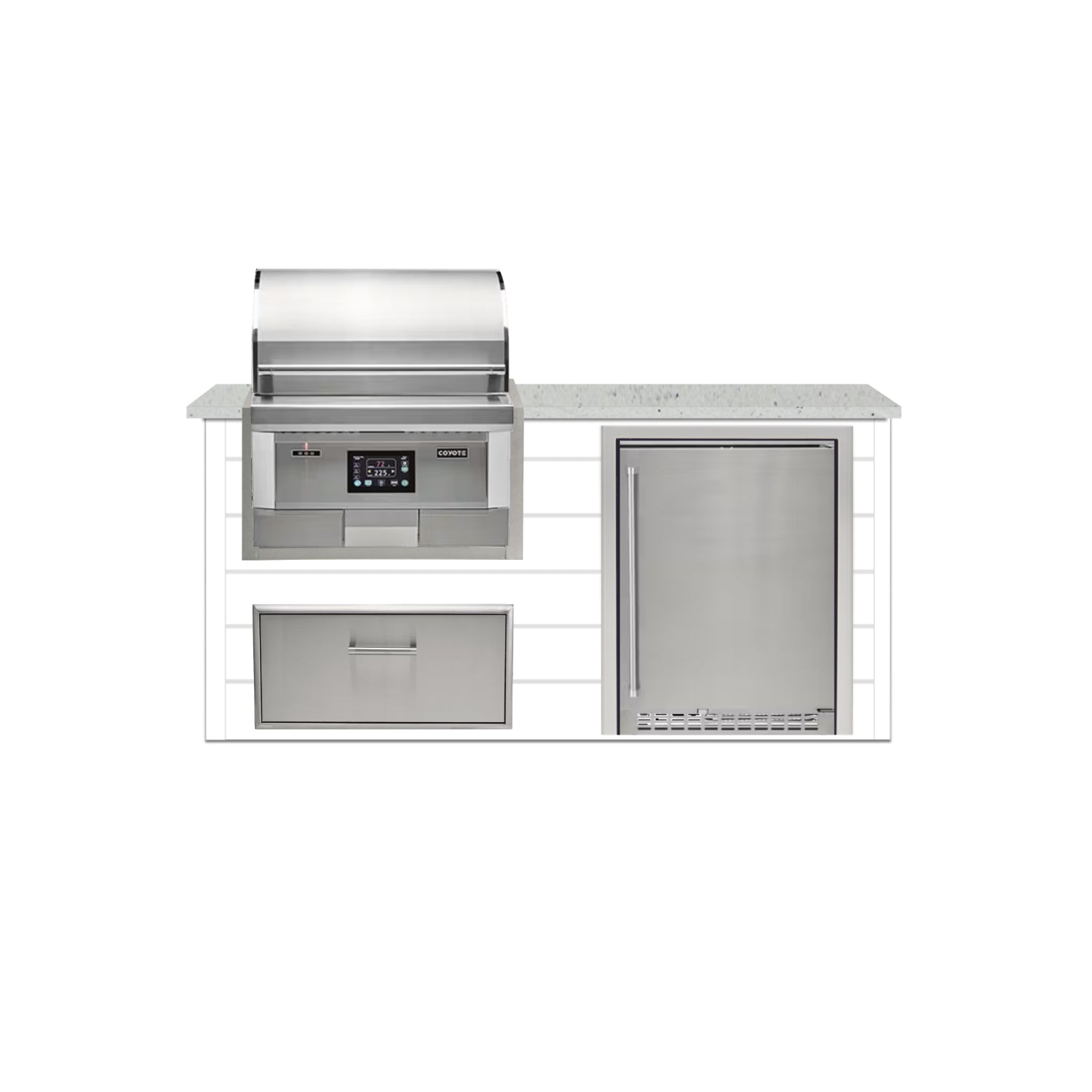 Coyote 72" Luxury Finished Outdoor Kitchen PKG 3P-CPKG3P
