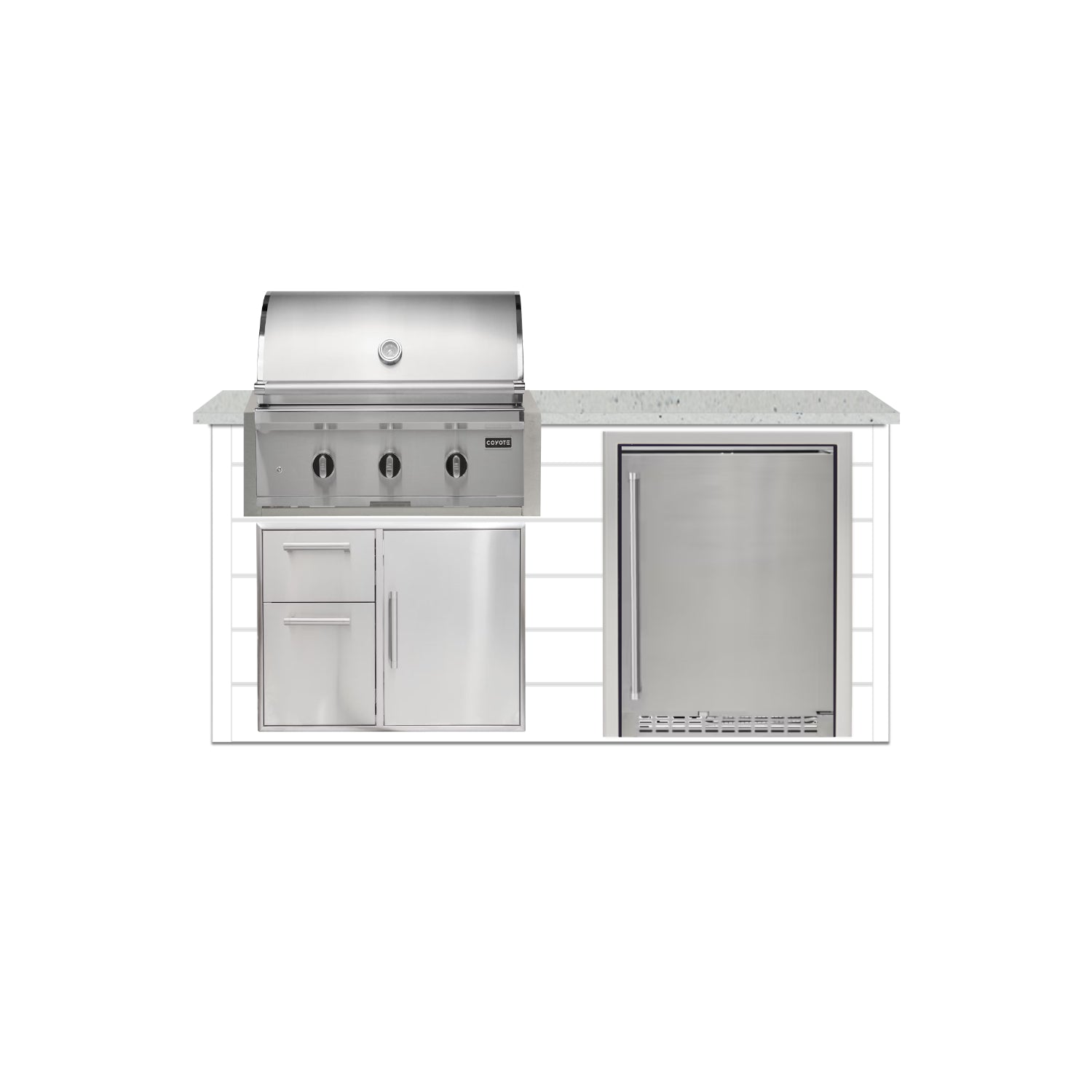 Coyote 72" Luxury Finished Outdoor Kitchen PKG 3G-CPKG3G