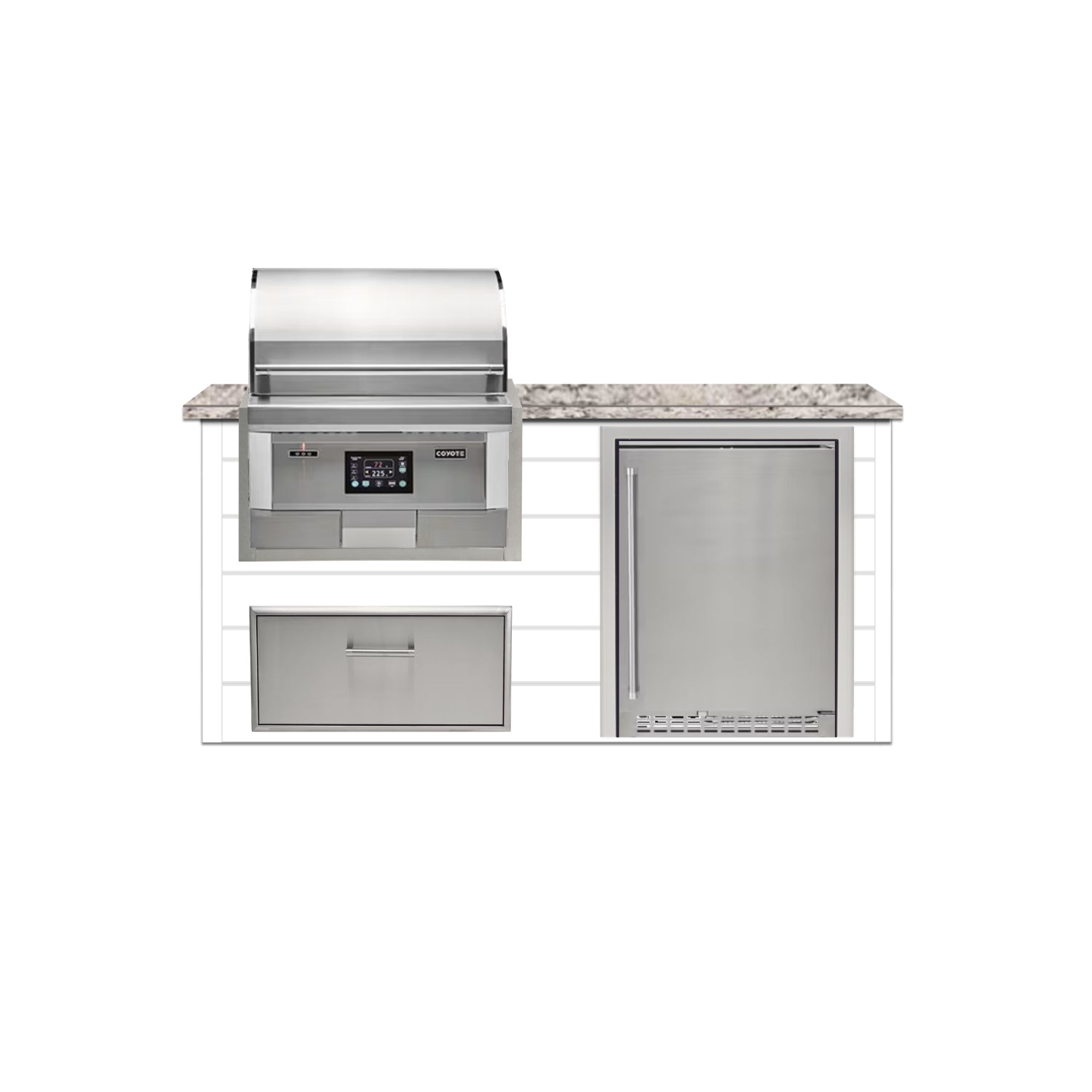 Coyote 72" Luxury Finished Outdoor Kitchen PKG 3P-CPKG3P
