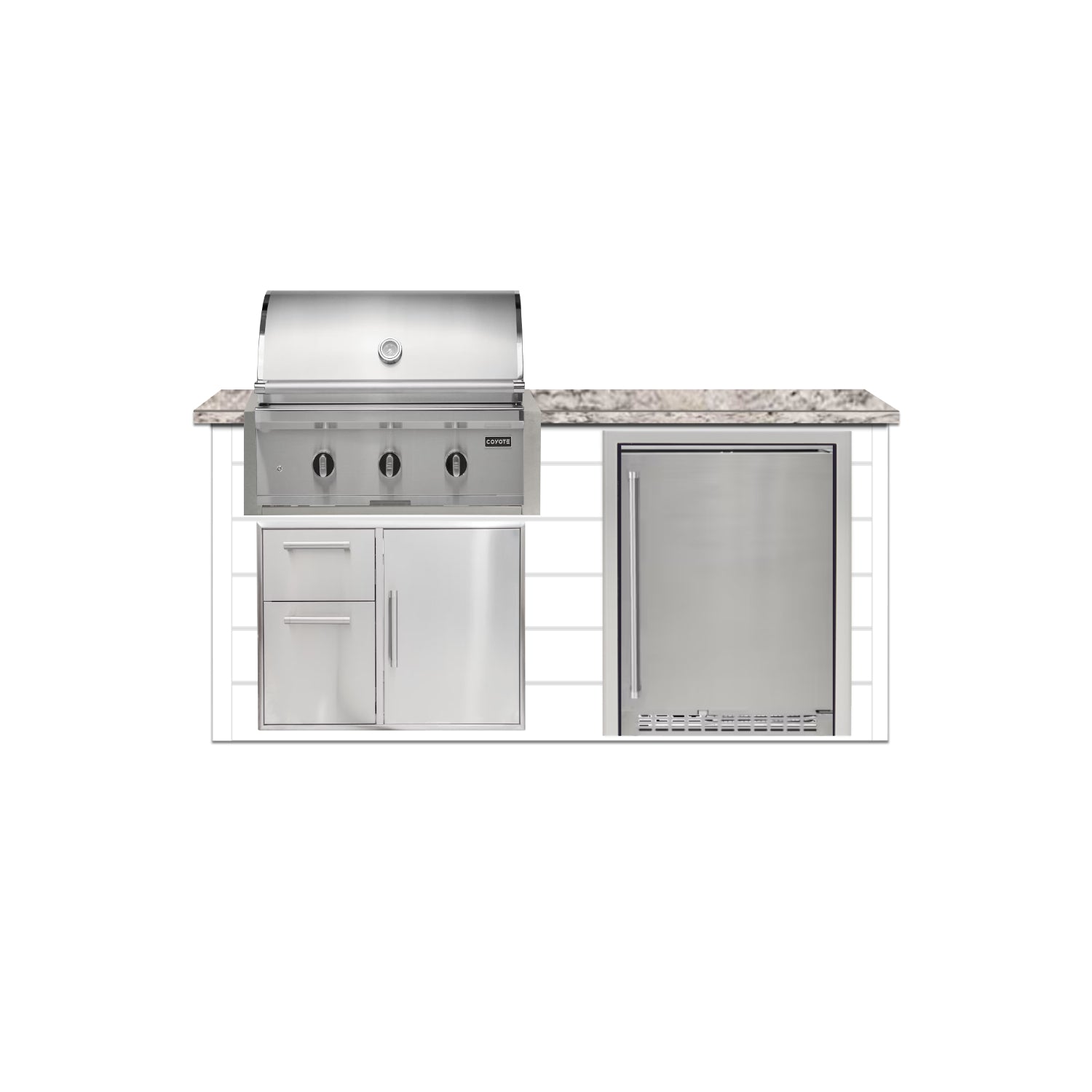 Coyote 72" Luxury Finished Outdoor Kitchen PKG 3G-CPKG3G