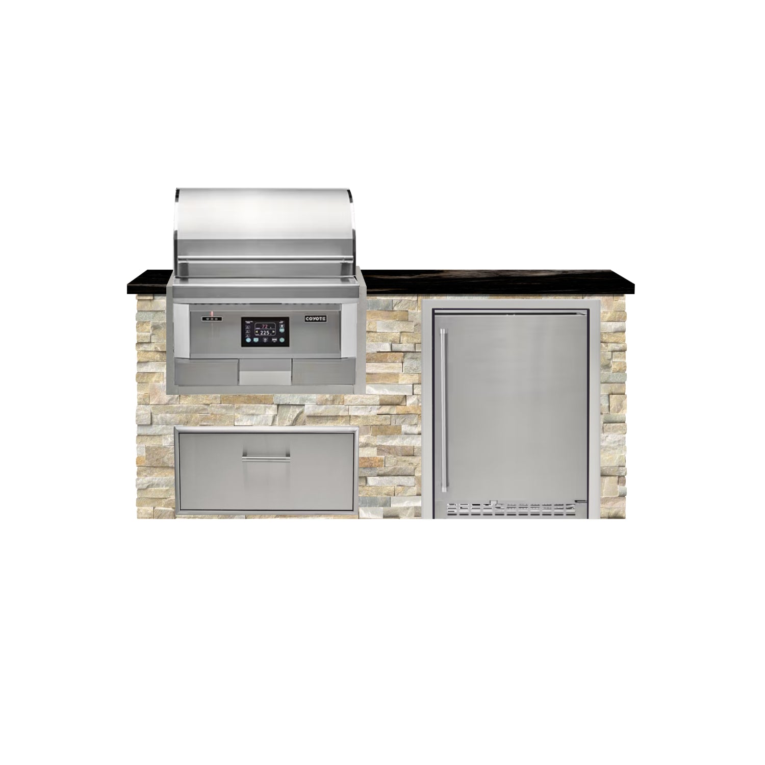 Coyote 72" Luxury Finished Outdoor Kitchen PKG 3P-CPKG3P