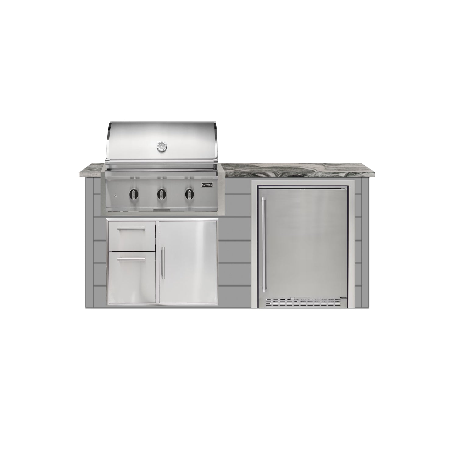 Coyote 72" Luxury Finished Outdoor Kitchen PKG 3G-CPKG3G
