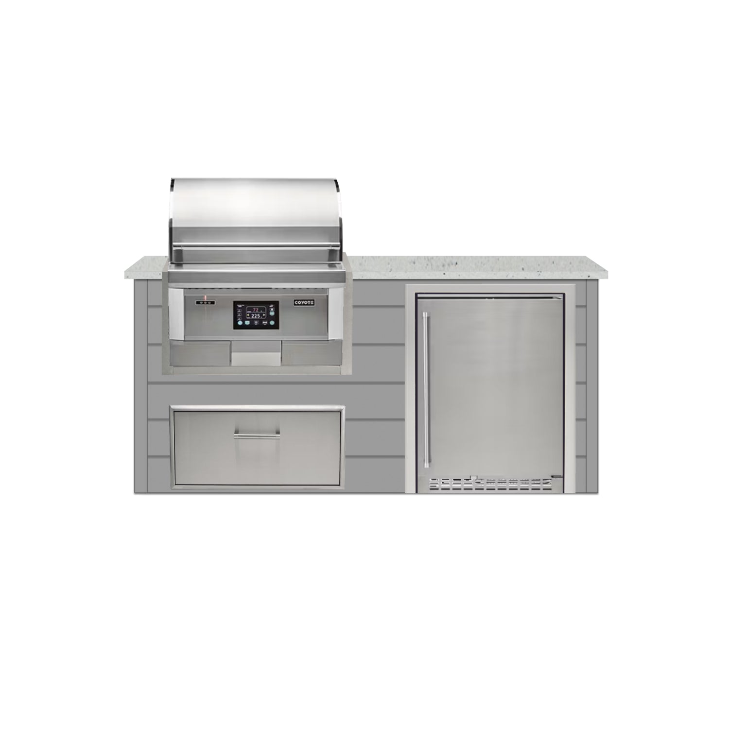 Coyote 72" Luxury Finished Outdoor Kitchen PKG 3P-CPKG3P