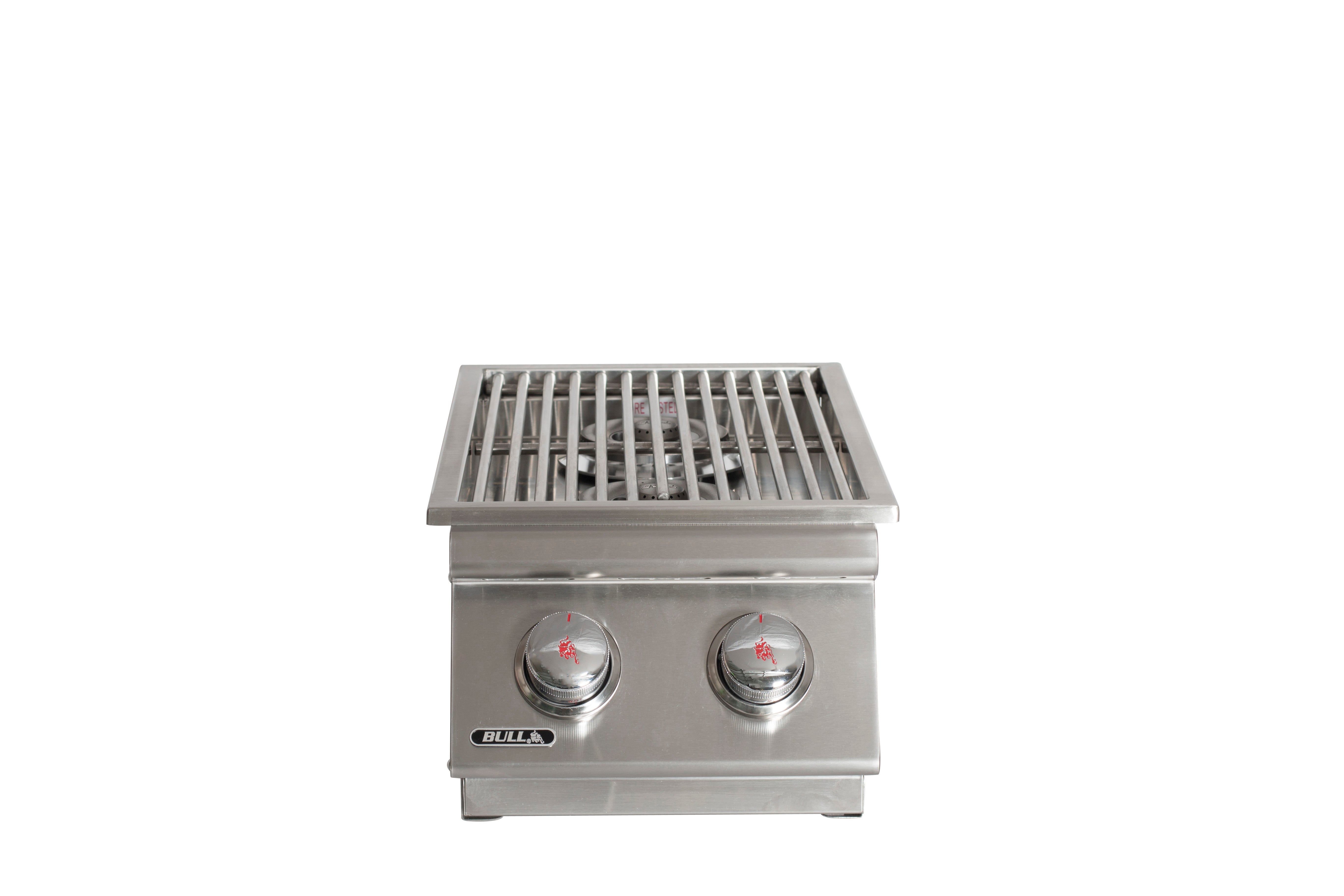 Bull Built-In Natural Gas and Propane Gas Double Side Burner W/ Stainless Steel Lid -300008/9