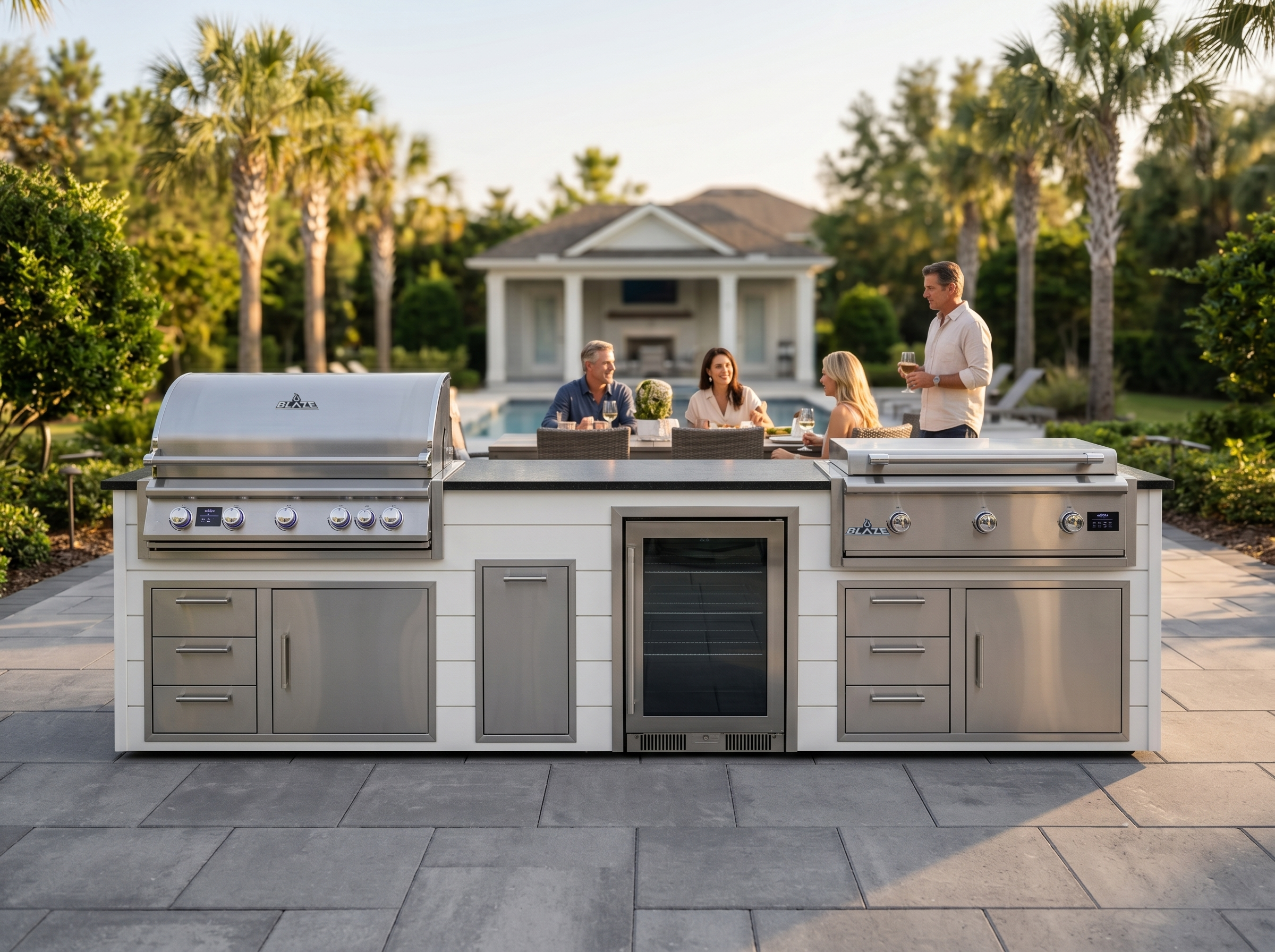 Blaze Quick Ship 96" Luxury Finished Outdoor Kitchen PKG 23-BLZ-QSHIP23