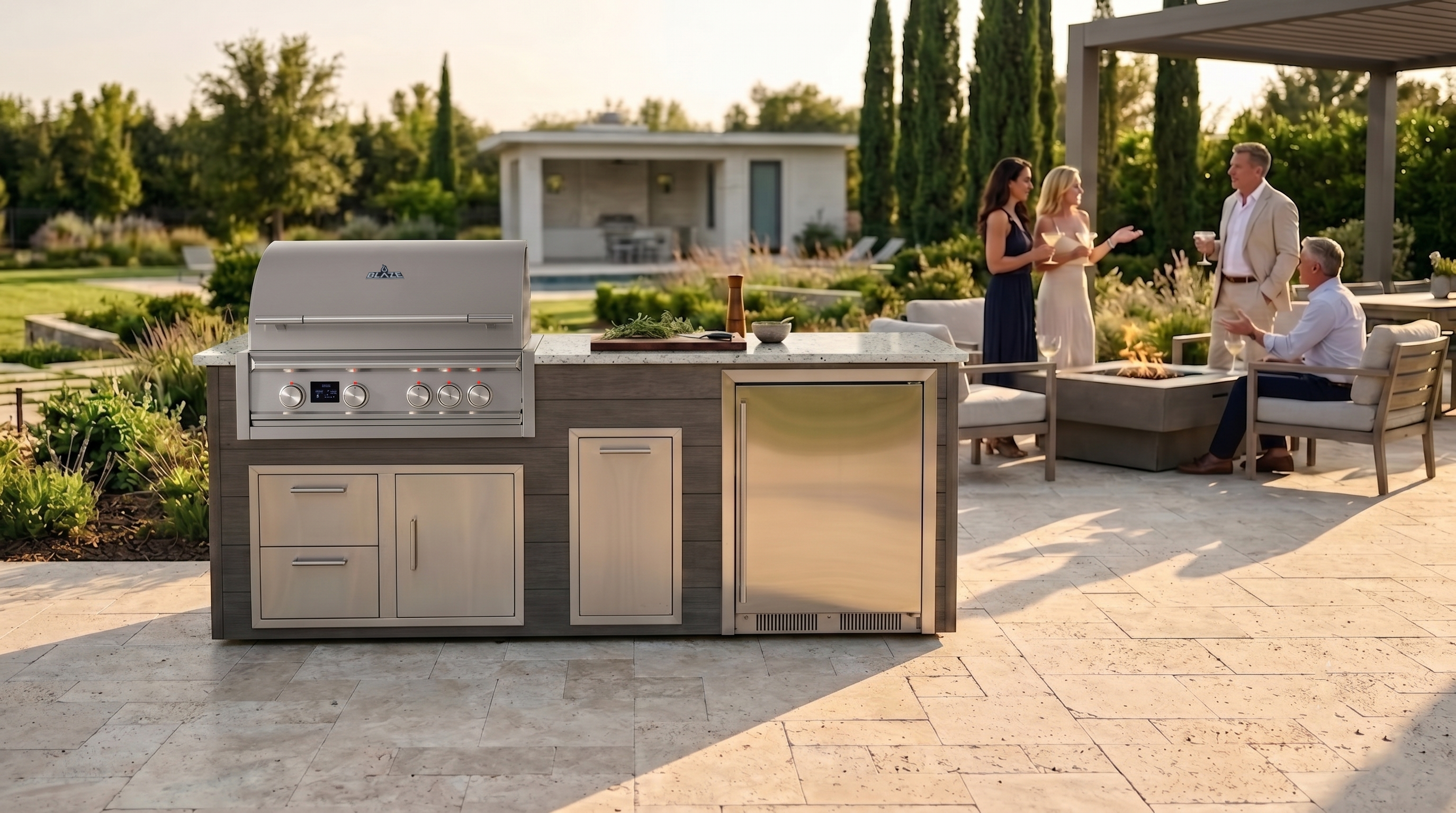 Blaze Quick Ship 96" Luxury Finished Outdoor Kitchen PKG 2-BLZ-QSHIP2