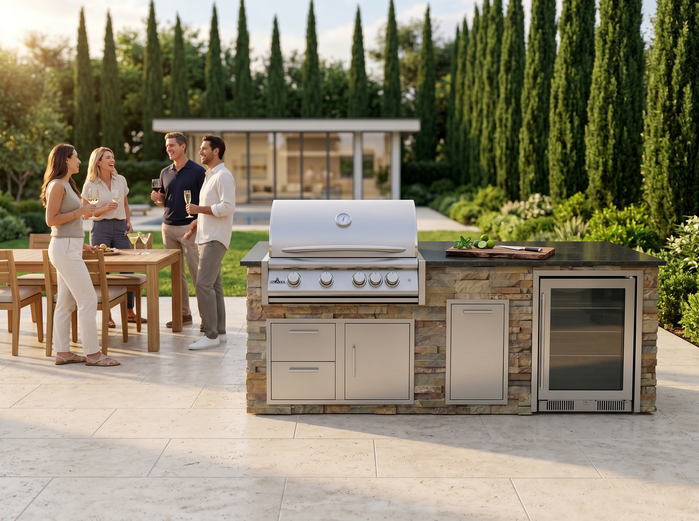 Blaze Quick Ship 96" Luxury Finished Outdoor Kitchen PKG 19-BLZ-QSHIP19