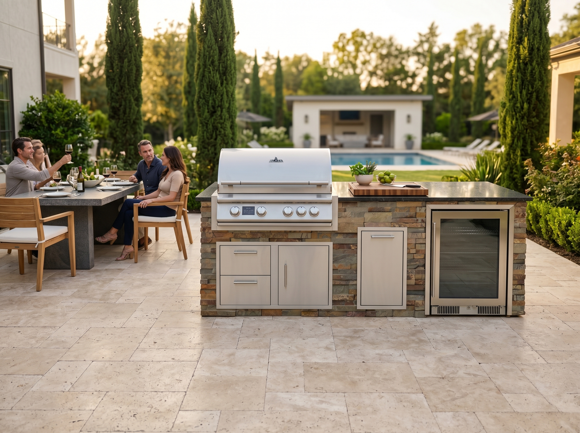 Blaze Quick Ship 96" Luxury Finished Outdoor Kitchen PKG 19-BLZ-QSHIP19