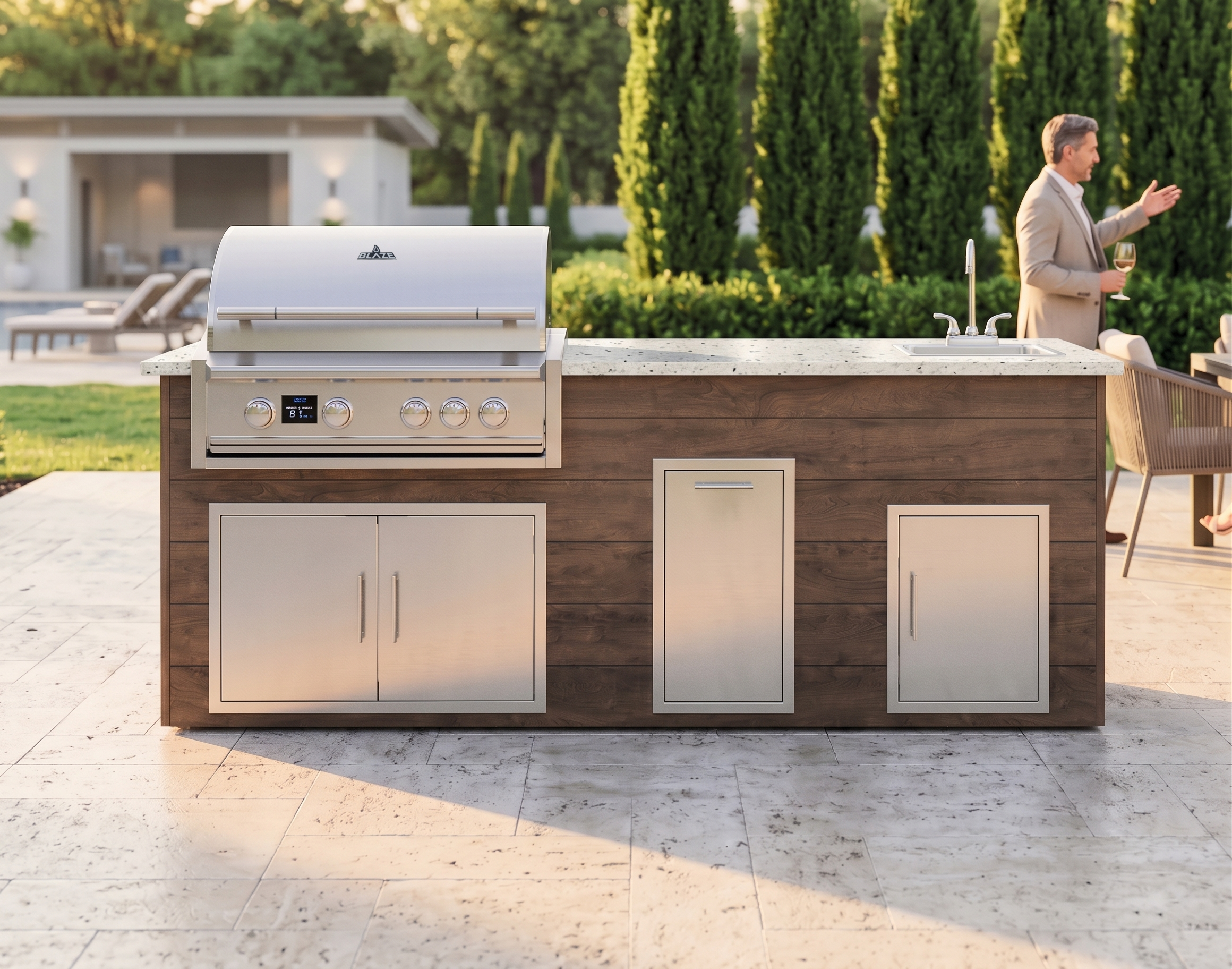 Blaze Quick Ship 96" Luxury Finished Outdoor Kitchen PKG 9-BLZ-QSHIP9