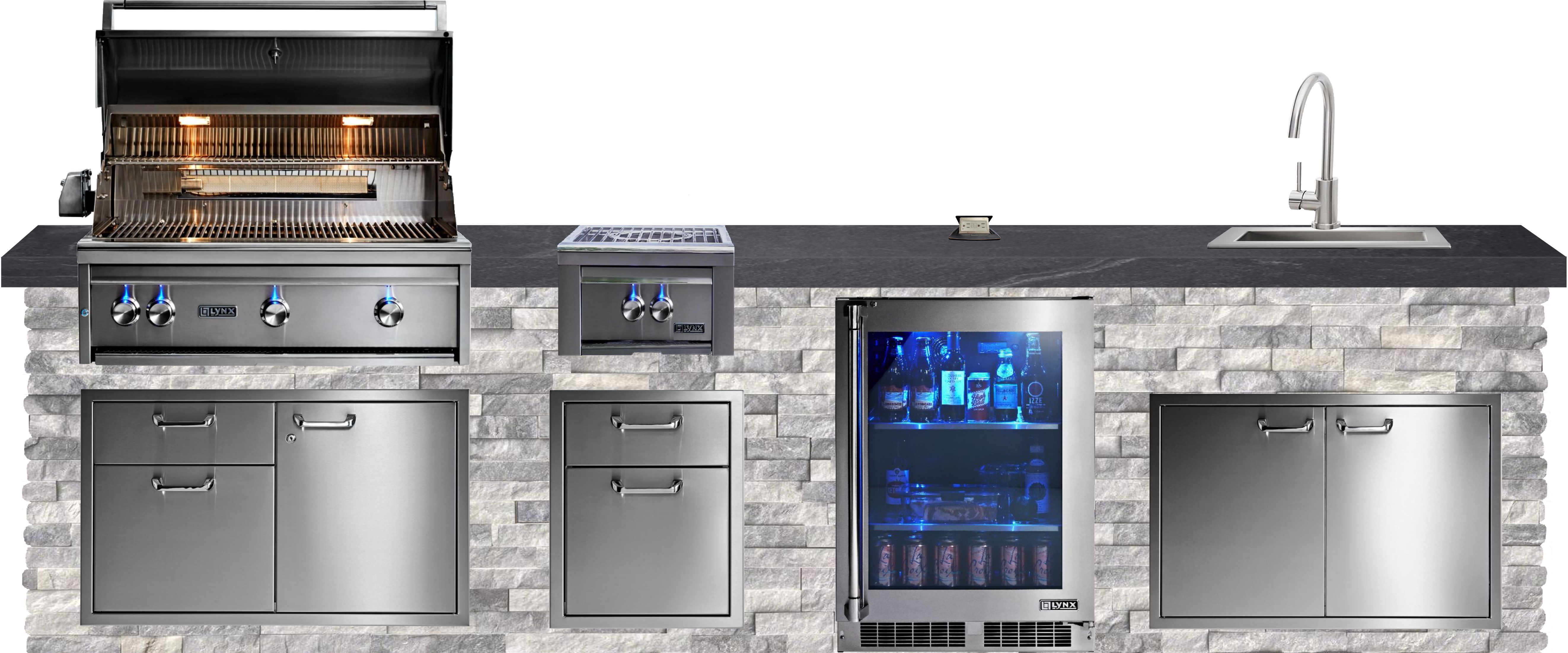 Lynx Pro Classic Collection 144" Luxury Finished Outdoor Kitchen Package 13-LNX-13-CC