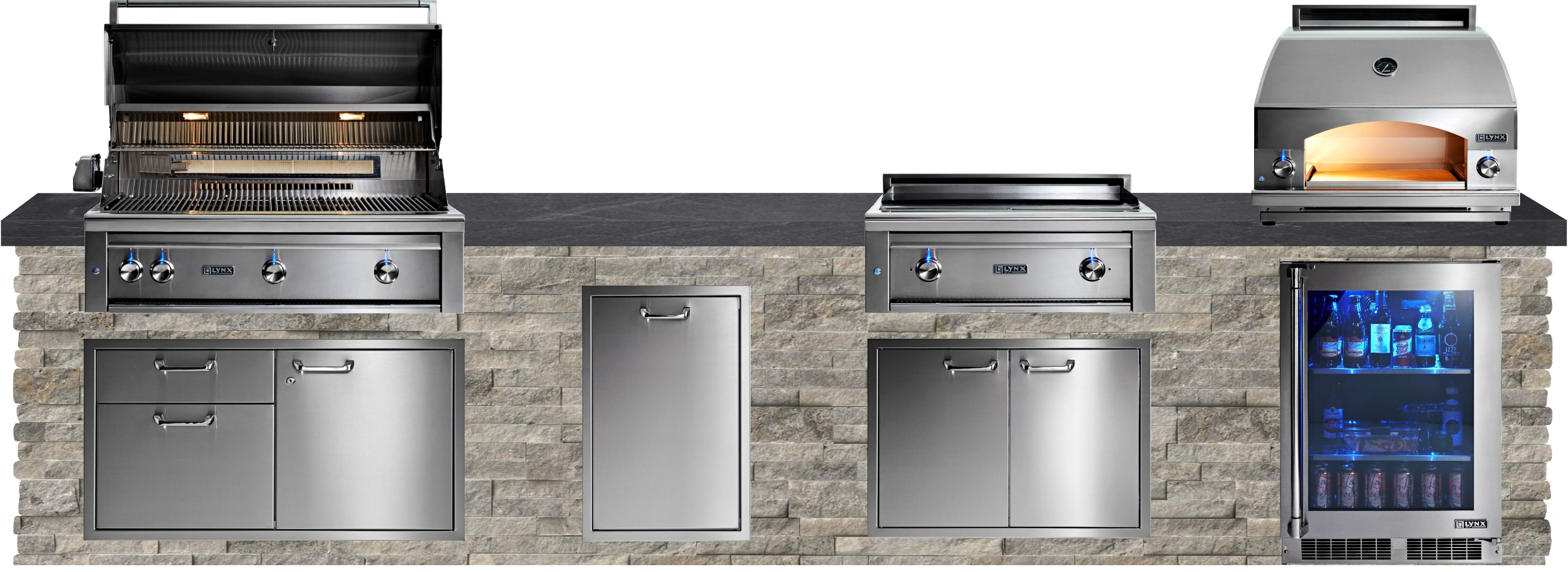 Lynx Pro Classic Collection 168" Luxury Finished Outdoor Kitchen Package 17-LNX-QSHIP17