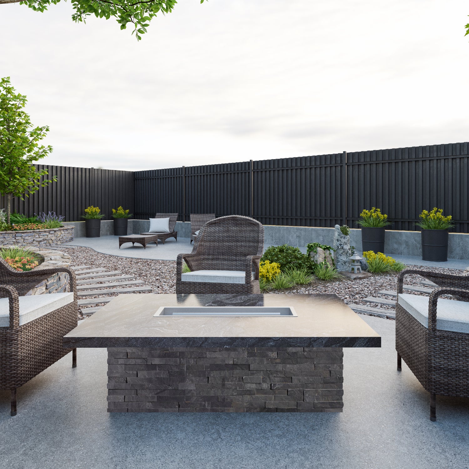 Luxury Low Chat Extended Fire Table Fully Finished-BR-LCT-ET