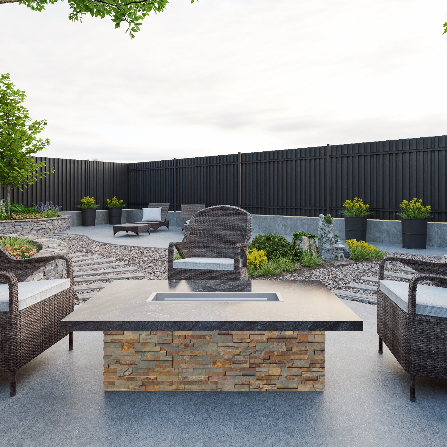 Luxury Low Chat Extended Fire Table Fully Finished-BR-LCT-ET