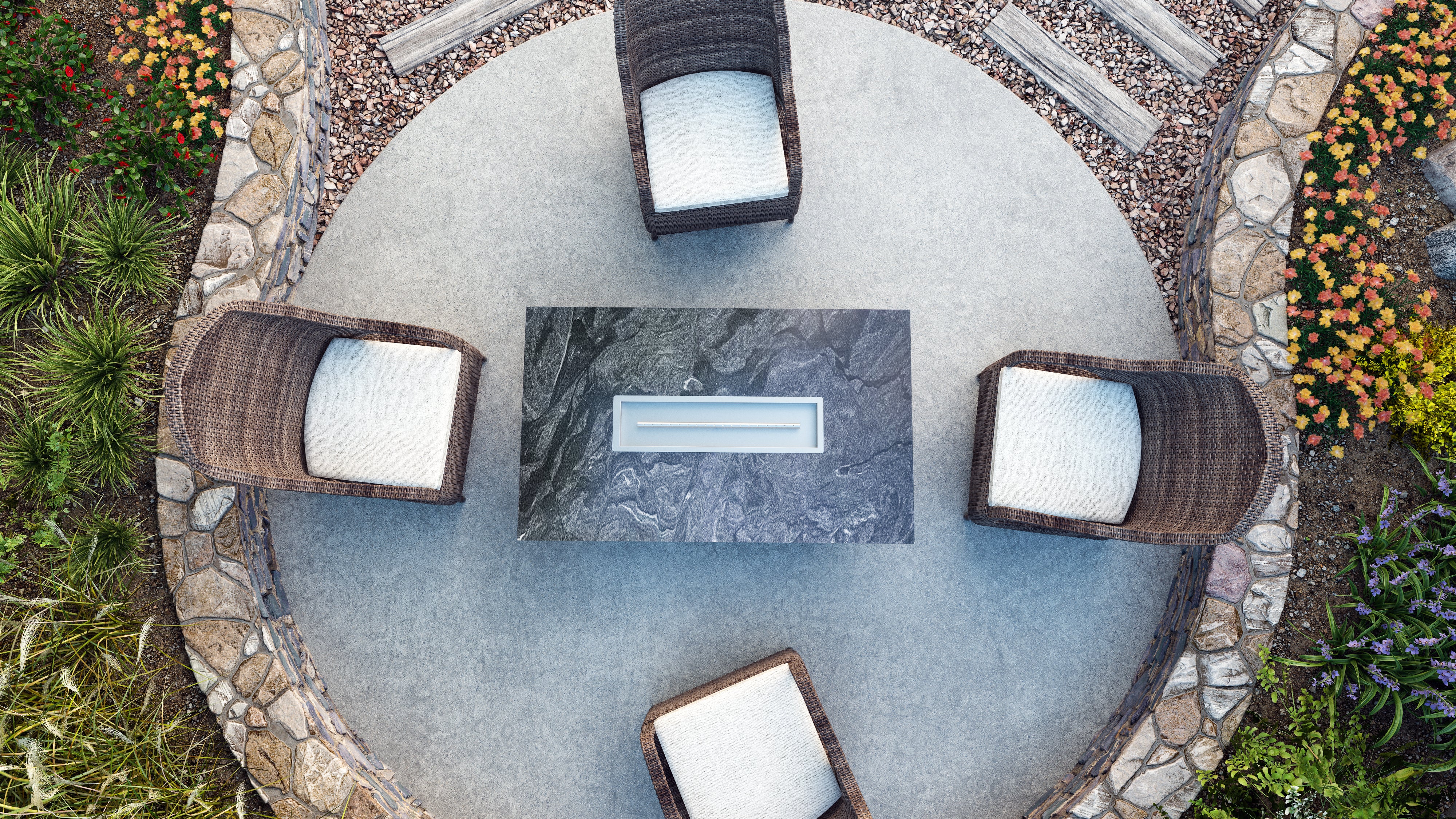 Luxury Low Chat Extended Fire Table Fully Finished-BR-LCT-ET