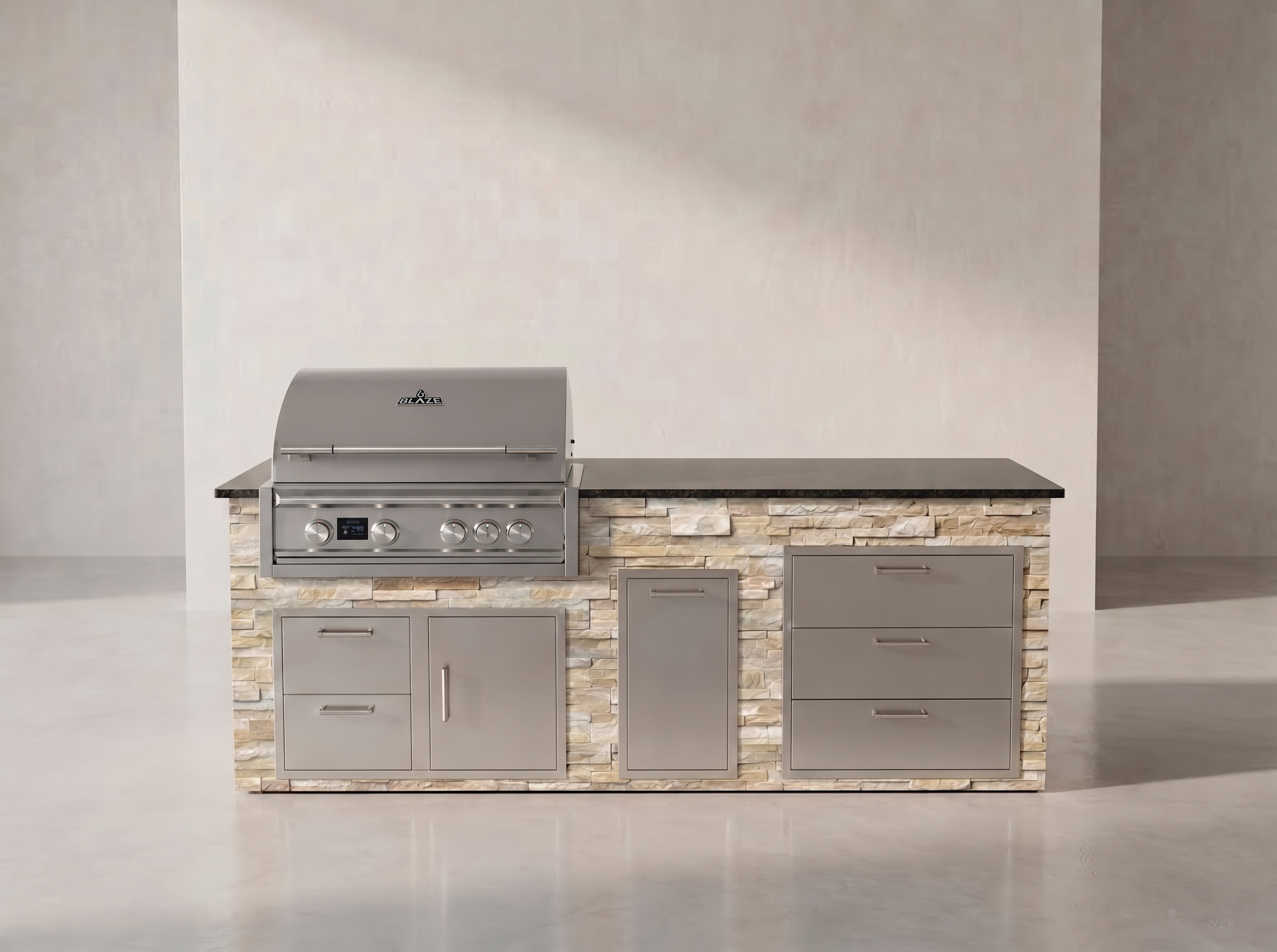 Blaze Quick Ship 96" Luxury Finished Outdoor Kitchen PKG 1-BLZ-QSHIP1