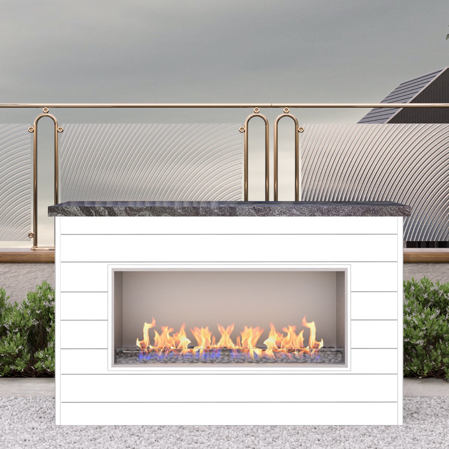 Luxury Linear Outdoor Single Sided Fireplace Fully Finished-BR-LF72-SS