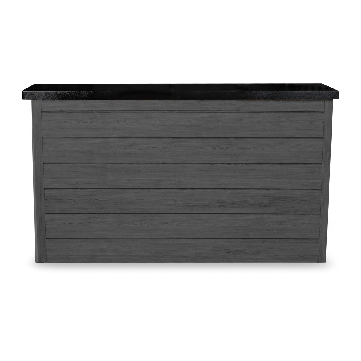 Front view of the Cindered Ash 6 inch ArtisanPlank TV lift cabinet with the TV lowered