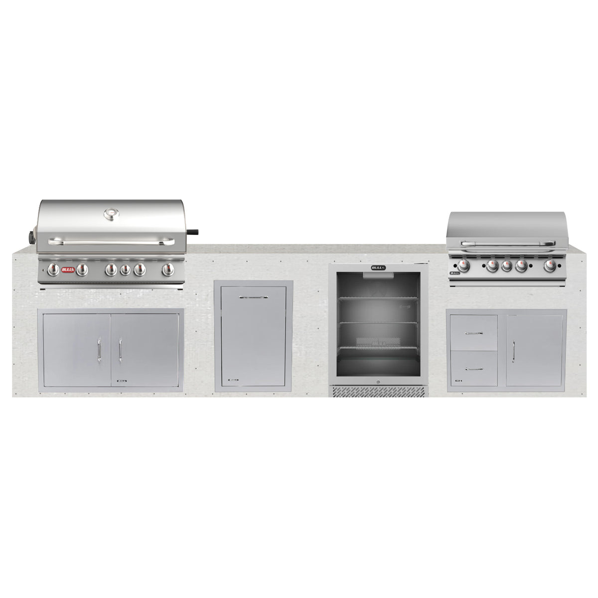 12 ft Design Ready outdoor kitchen with grill, griddle and outdoor refrigerator