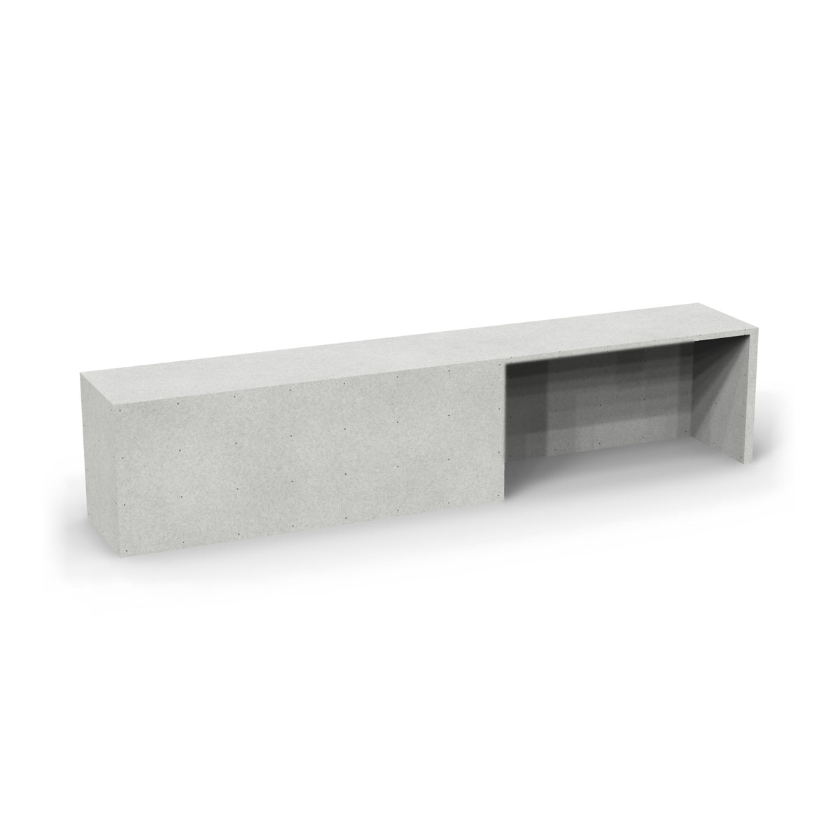 167 inch straight Design Ready outdoor kitchen with a bar table as it ships, in plain cement board with no appliance openings