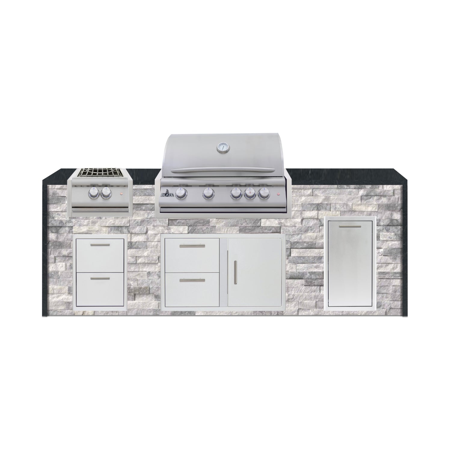 Blaze 96" Luxury Waterfall Finished Outdoor Kitchen PKG 10-ST-BLZ-10C+WF-ST
