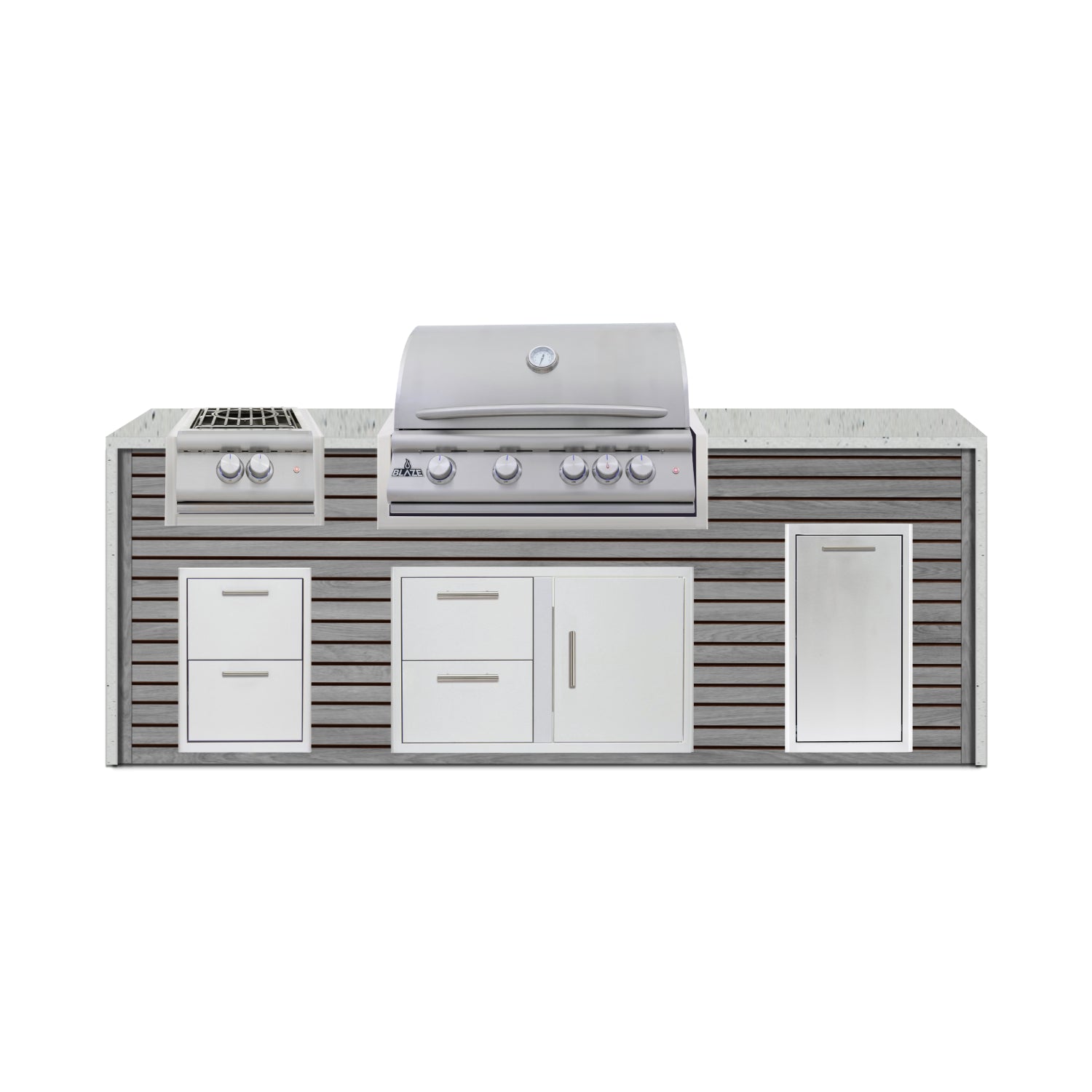 Blaze 96" Luxury Waterfall Finished Outdoor Kitchen PKG 10-AP-BLZ-10C+WF-AP