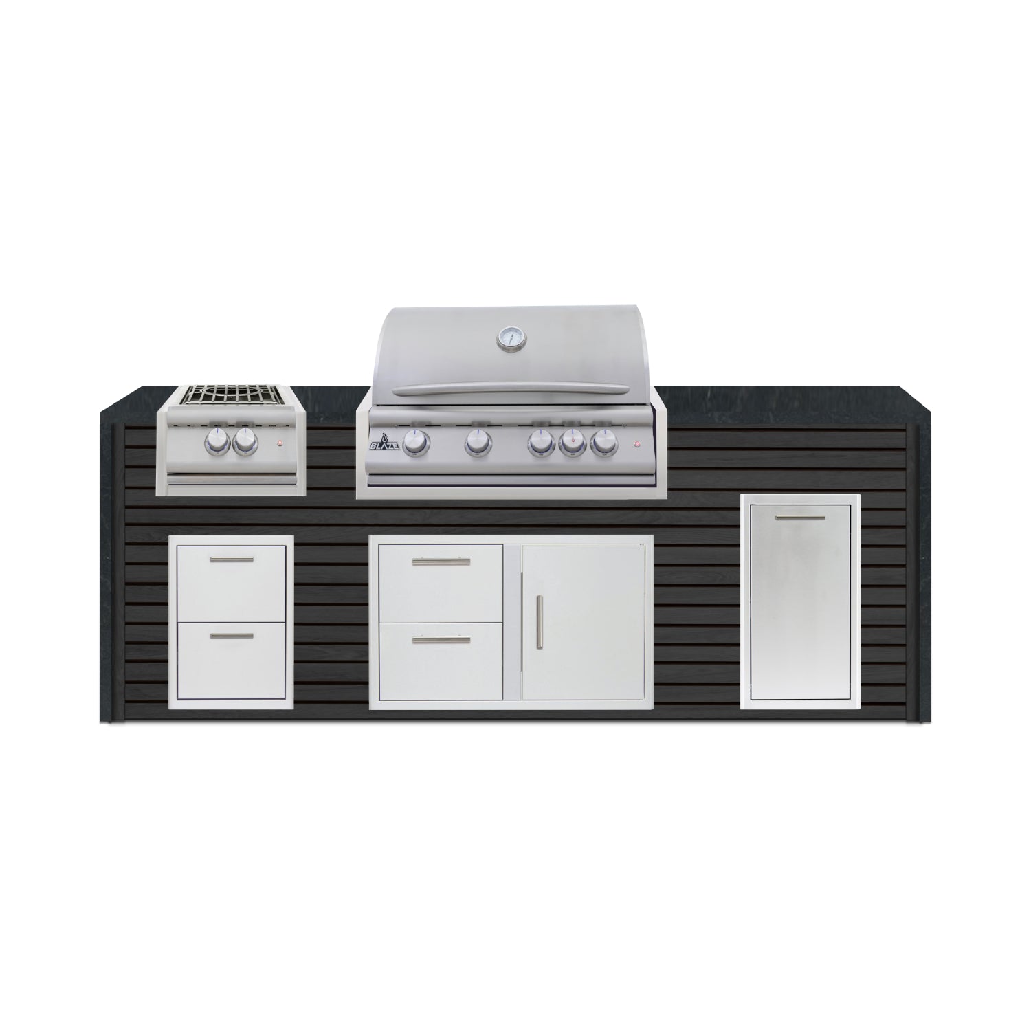 Blaze 96" Luxury Waterfall Finished Outdoor Kitchen PKG 10-AP-BLZ-10C+WF-AP