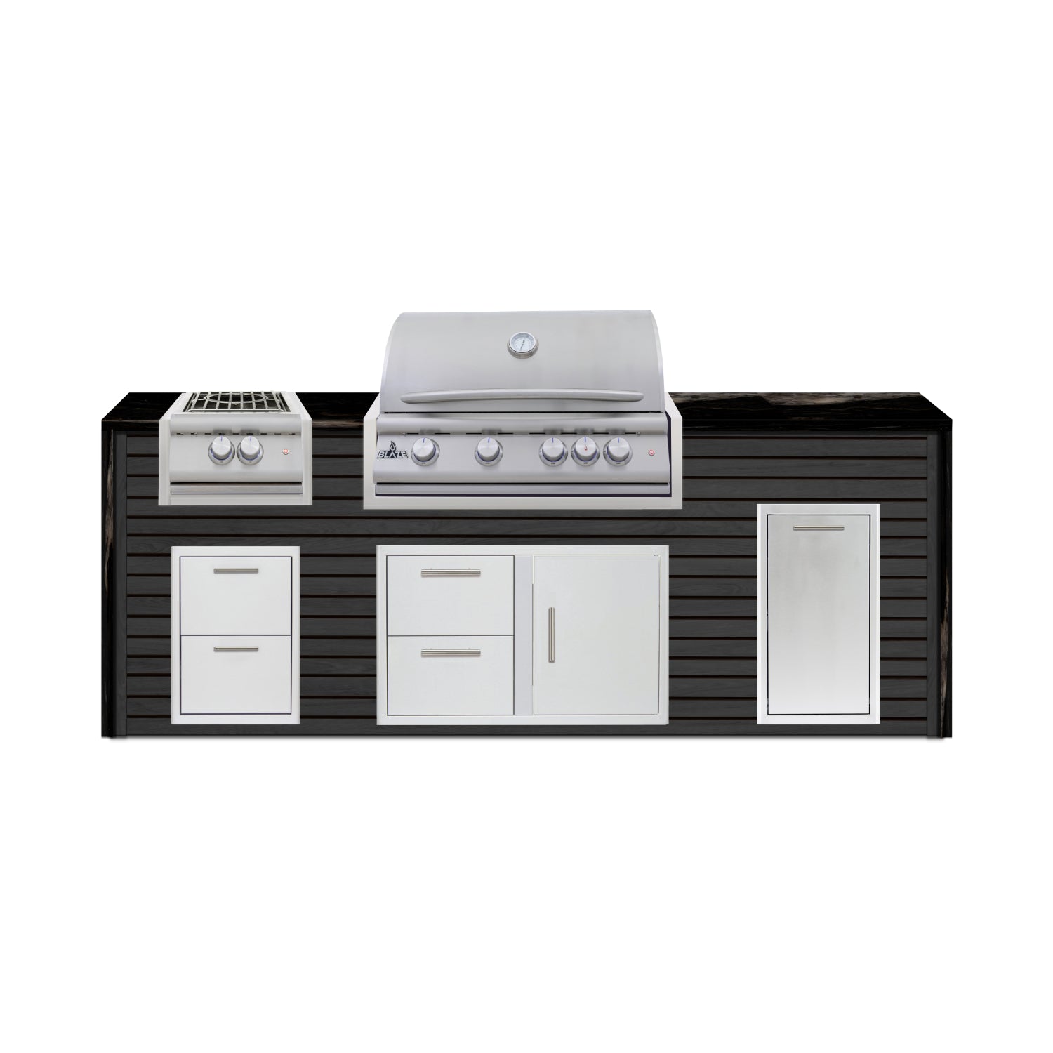 Blaze 96" Luxury Waterfall Finished Outdoor Kitchen PKG 10-AP-BLZ-10C+WF-AP