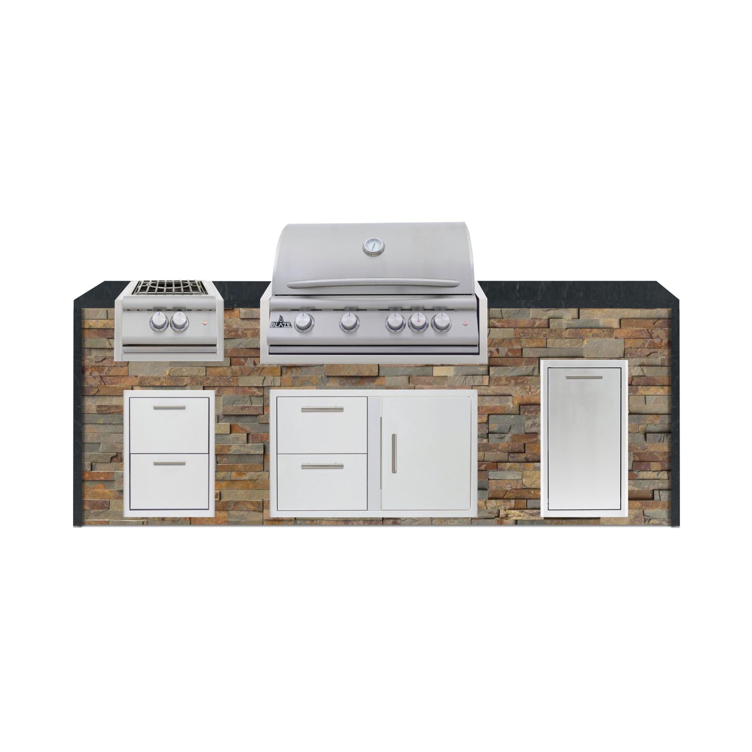 Blaze 96" Luxury Waterfall Finished Outdoor Kitchen PKG 10-ST-BLZ-10C+WF-ST