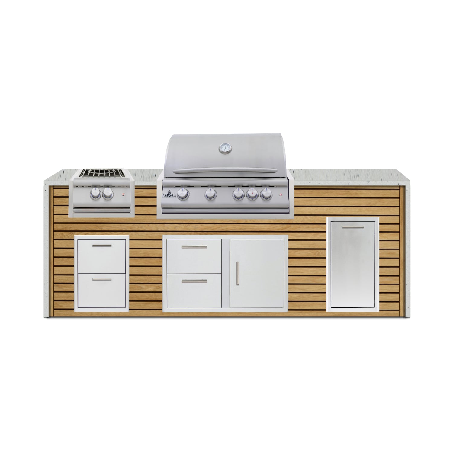Blaze 96" Luxury Waterfall Finished Outdoor Kitchen PKG 10-AP-BLZ-10C+WF-AP