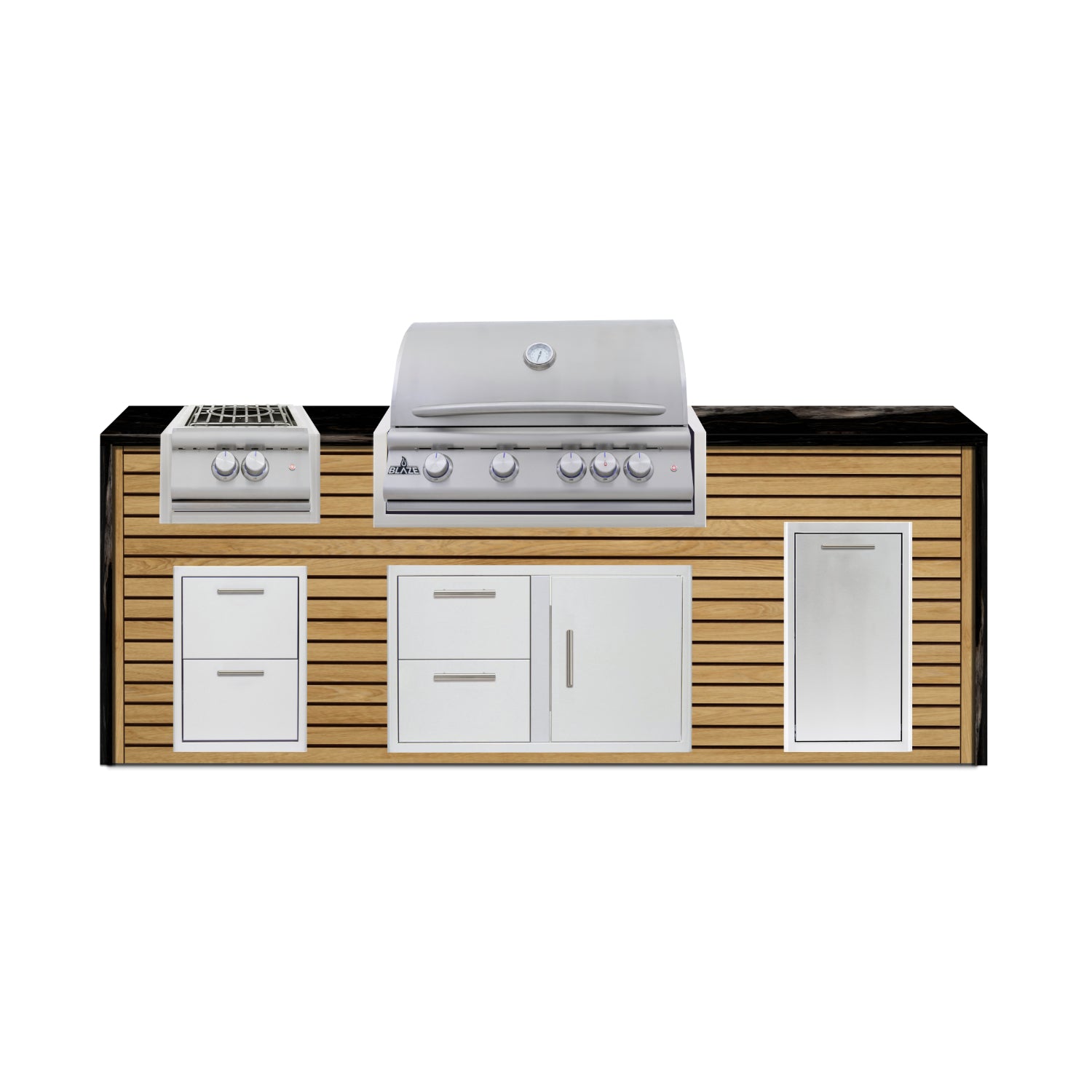 Blaze 96" Luxury Waterfall Finished Outdoor Kitchen PKG 10-AP-BLZ-10C+WF-AP