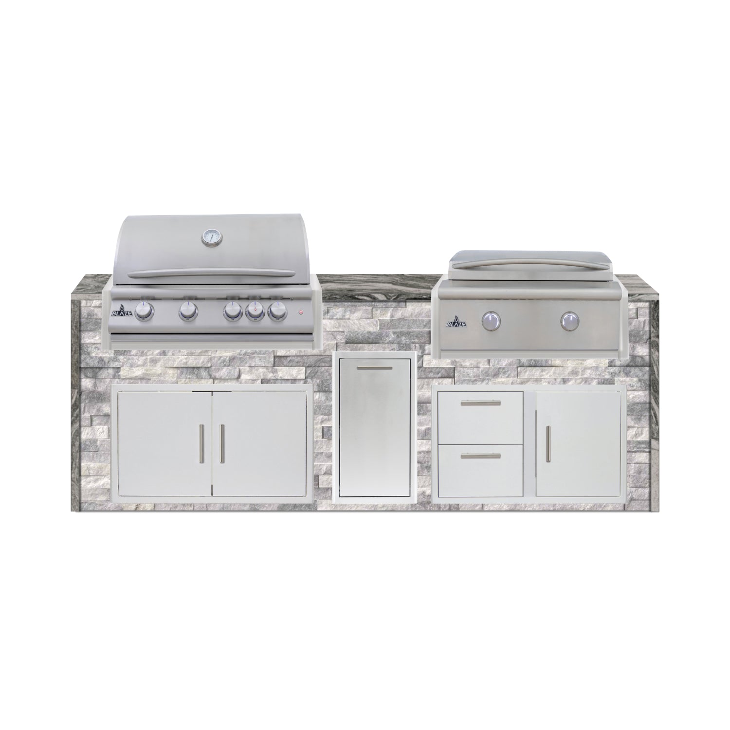 Blaze 96" Luxury Waterfall Finished Outdoor Kitchen PKG 13-ST-BLZ-13L+WF-ST
